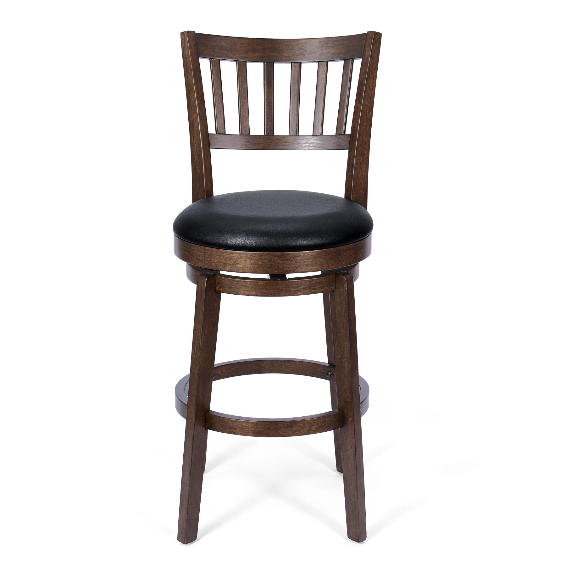 Modern Swivel Bar Stool with Classic Wood Slat Back#backrest_Vertical Slat