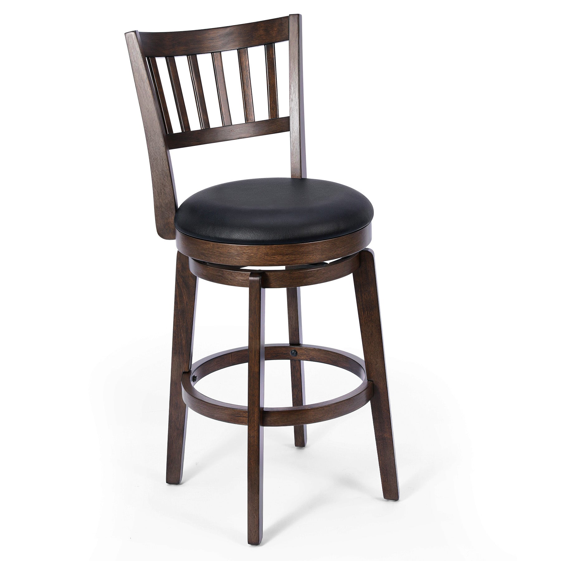Modern Swivel Bar Stool with Classic Wood Slat Back#backrest_Vertical Slat