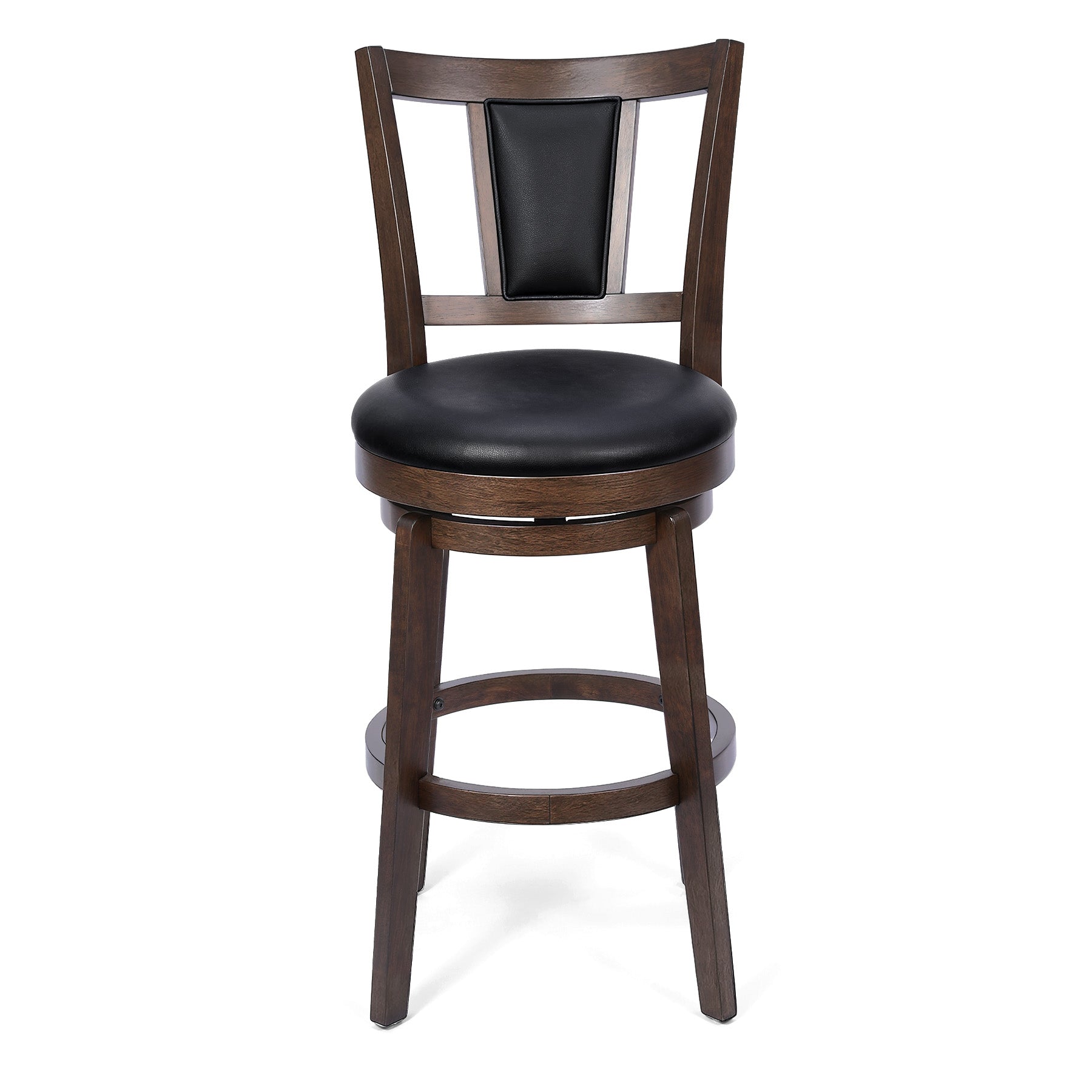 2 Set of Swivel Bar Stool with Square Padded Back & Seat – Mid-Century Modern Counter Height Chair