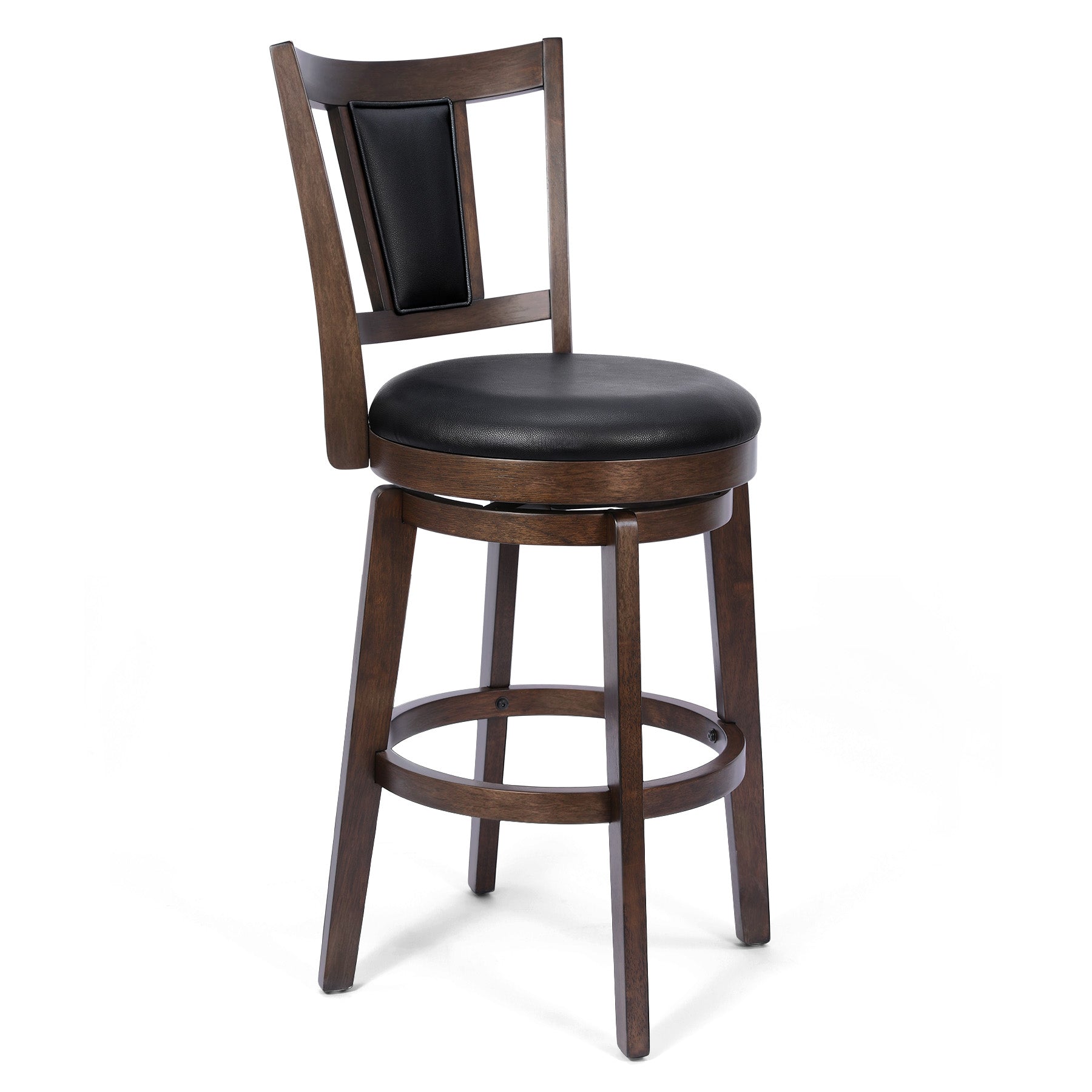 2 Set of Swivel Bar Stool with Square Padded Back & Seat – Mid-Century Modern Counter Height Chair