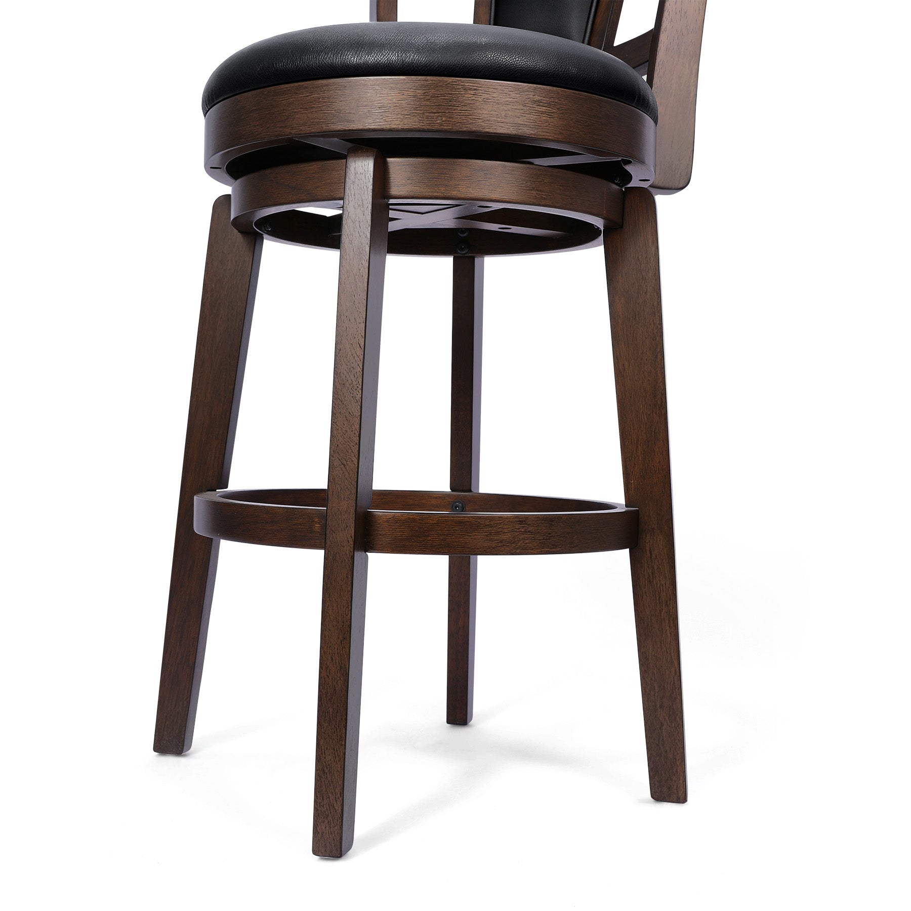 2 Set of Swivel Bar Stool with Square Padded Back & Seat – Mid-Century Modern Counter Height Chair