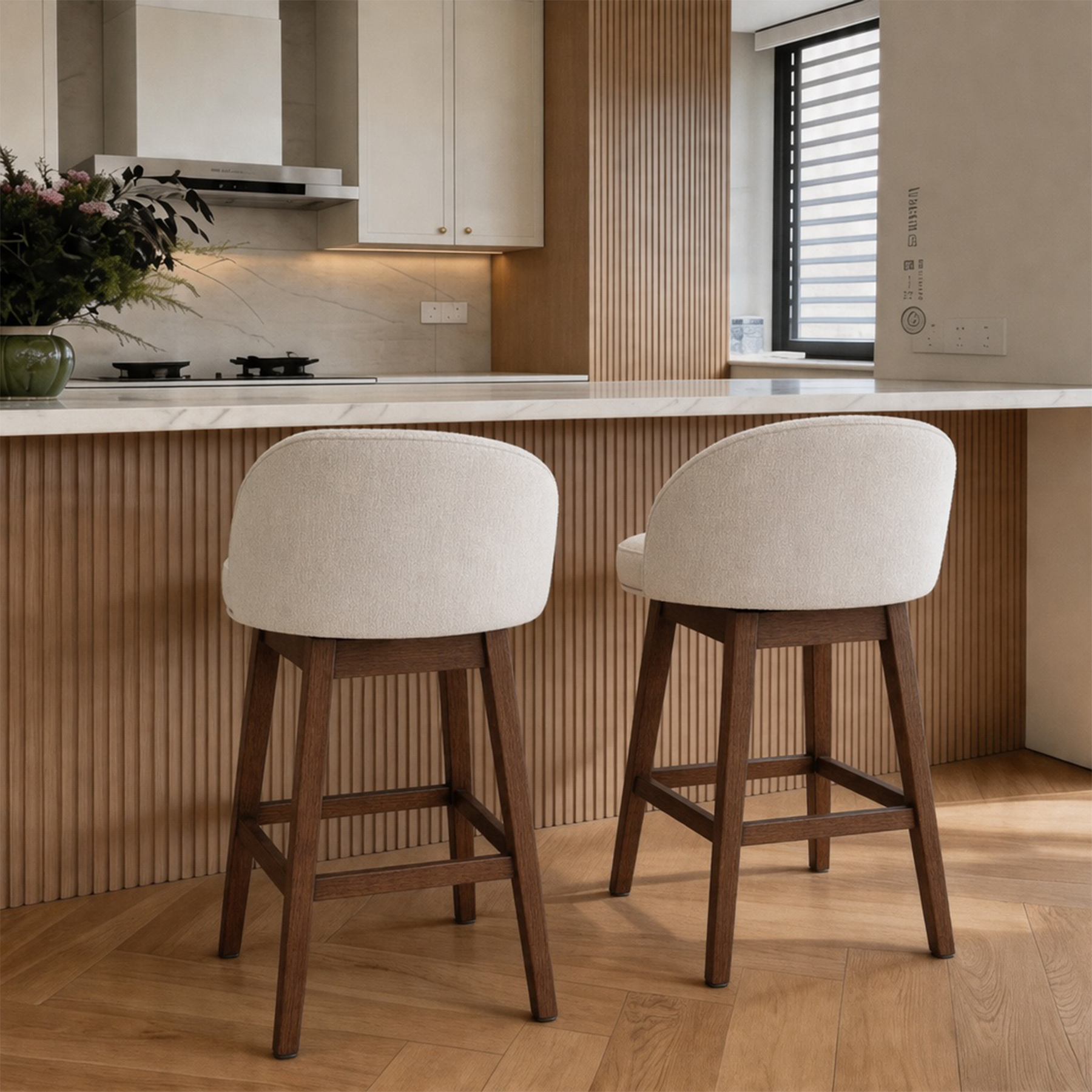 Modern Swivel Bar Stool #base-shape_Square Base #color_Dove Gray