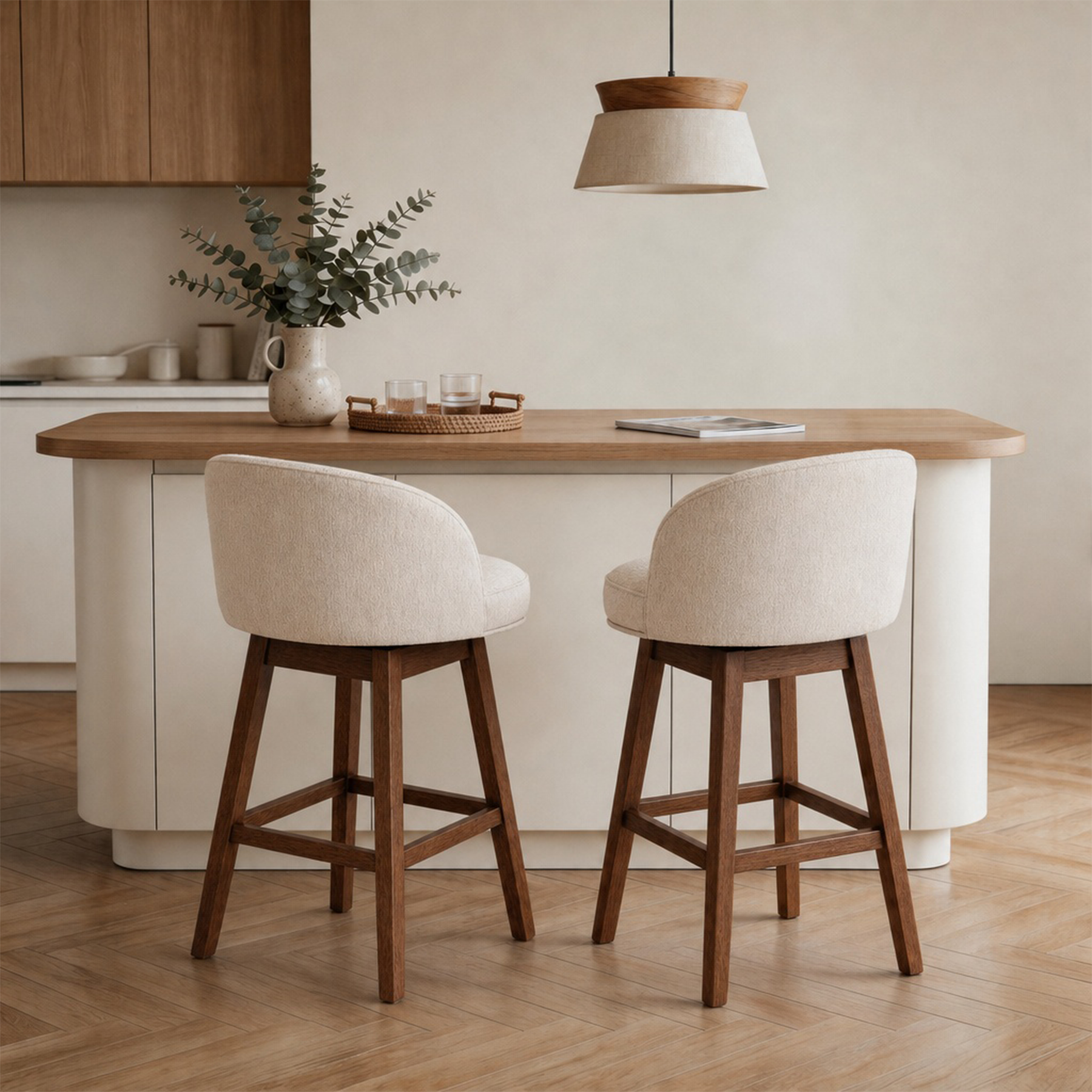 Modern Swivel Bar Stool #base-shape_Square Base #color_Dove Gray