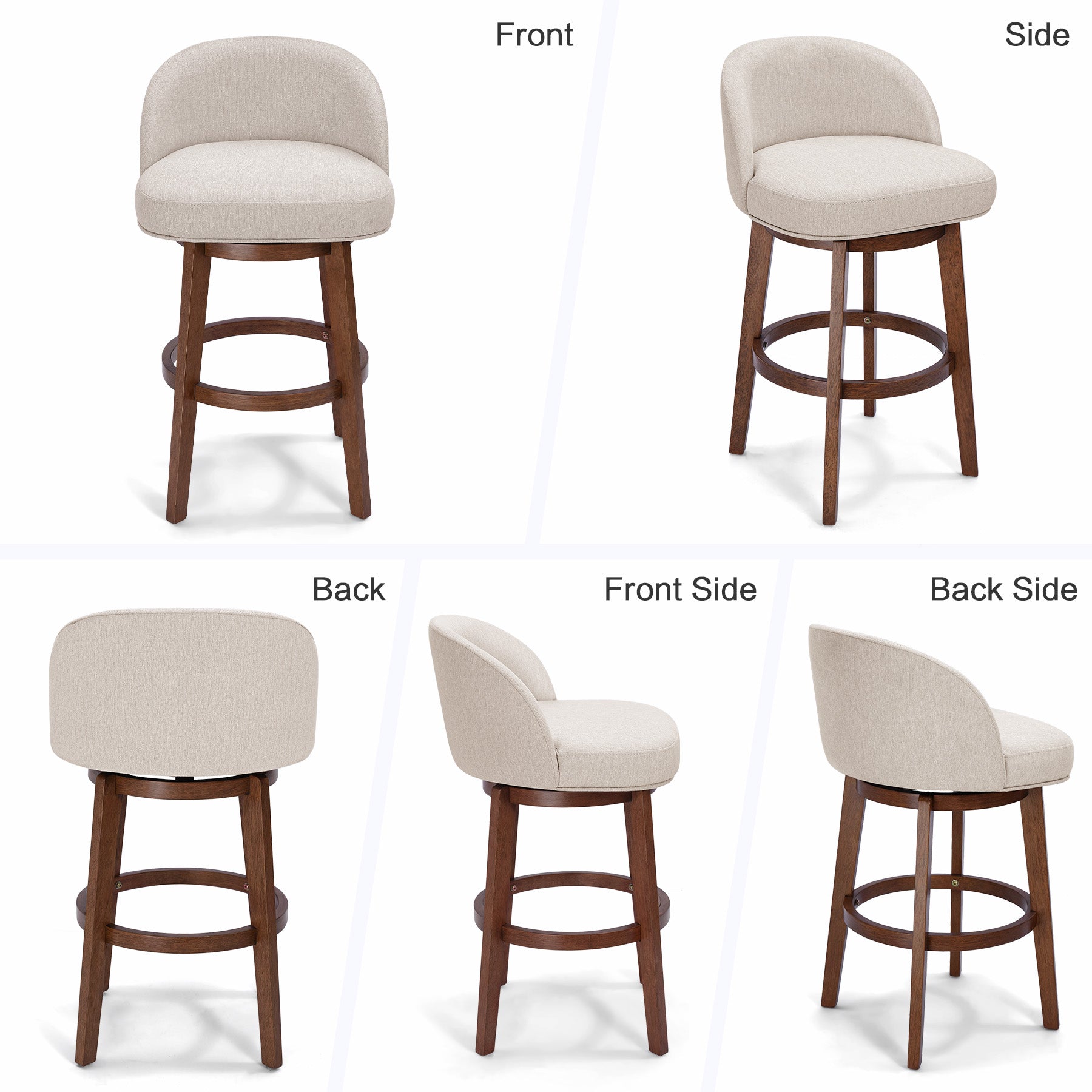 Modern Swivel Bar Stool #base-shape_Round Base #color_Dove Gray