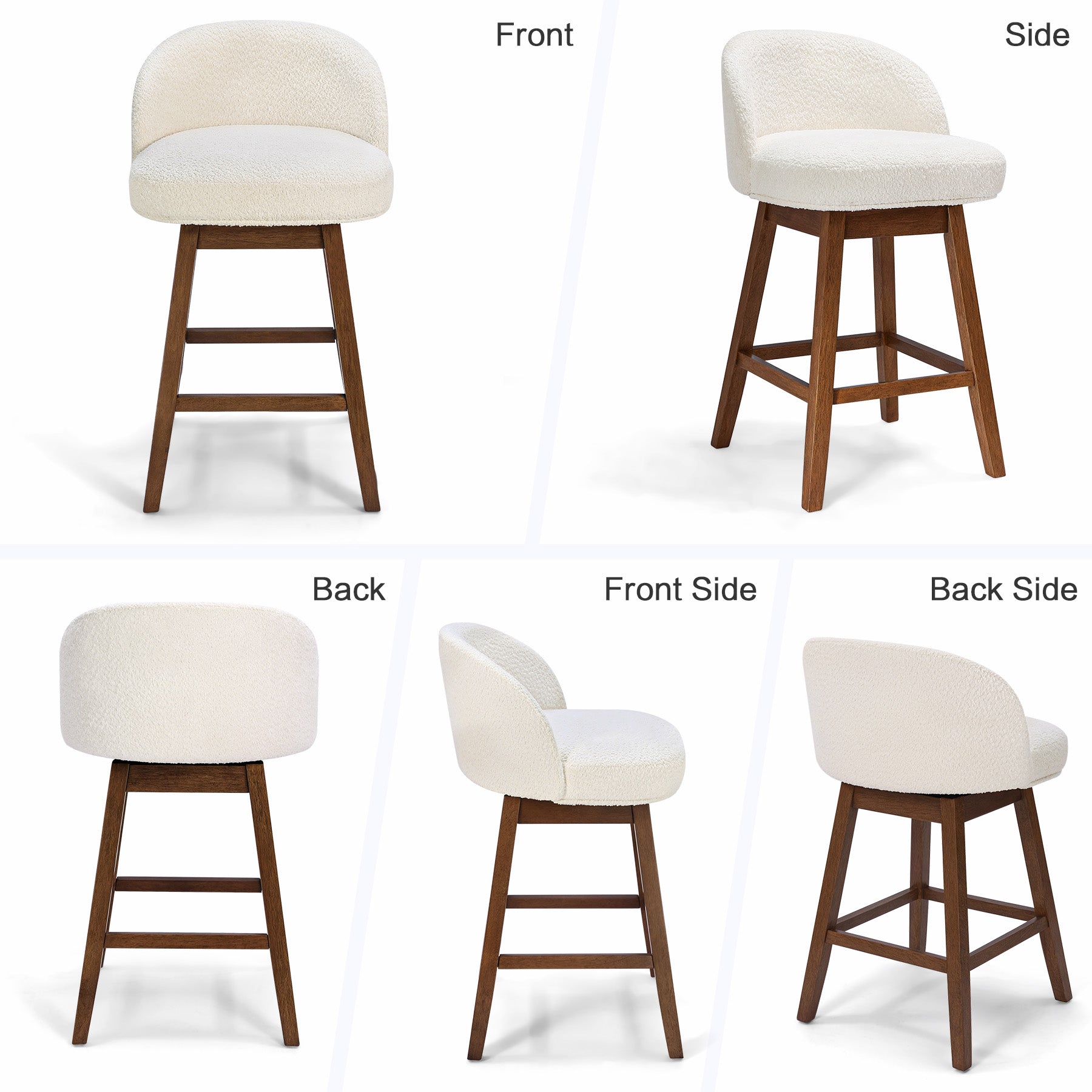 Modern Swivel Bar Stool #base-shape_Square Base #color_Monaco Cream