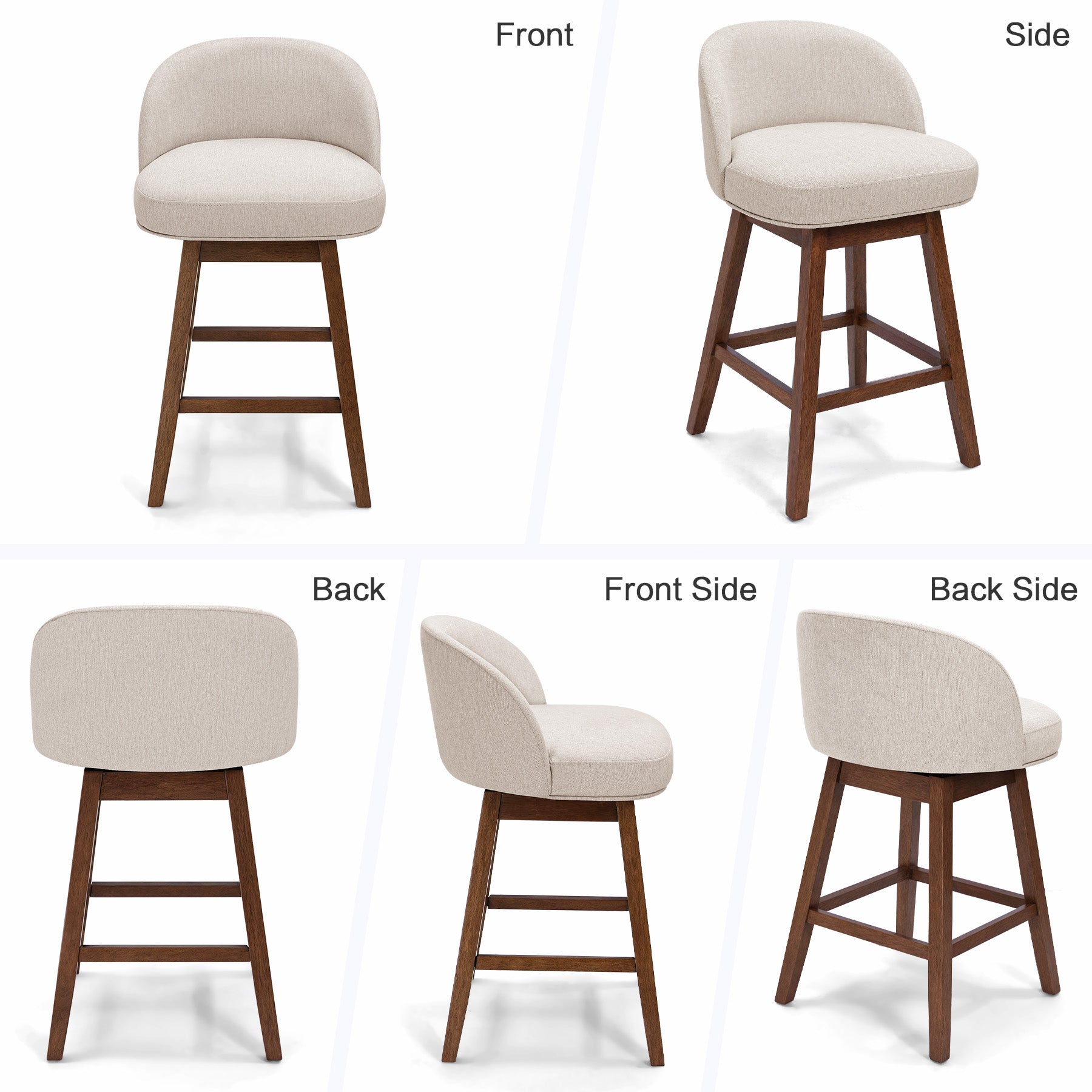 Modern Swivel Bar Stool #base-shape_Square Base #color_Dove Gray