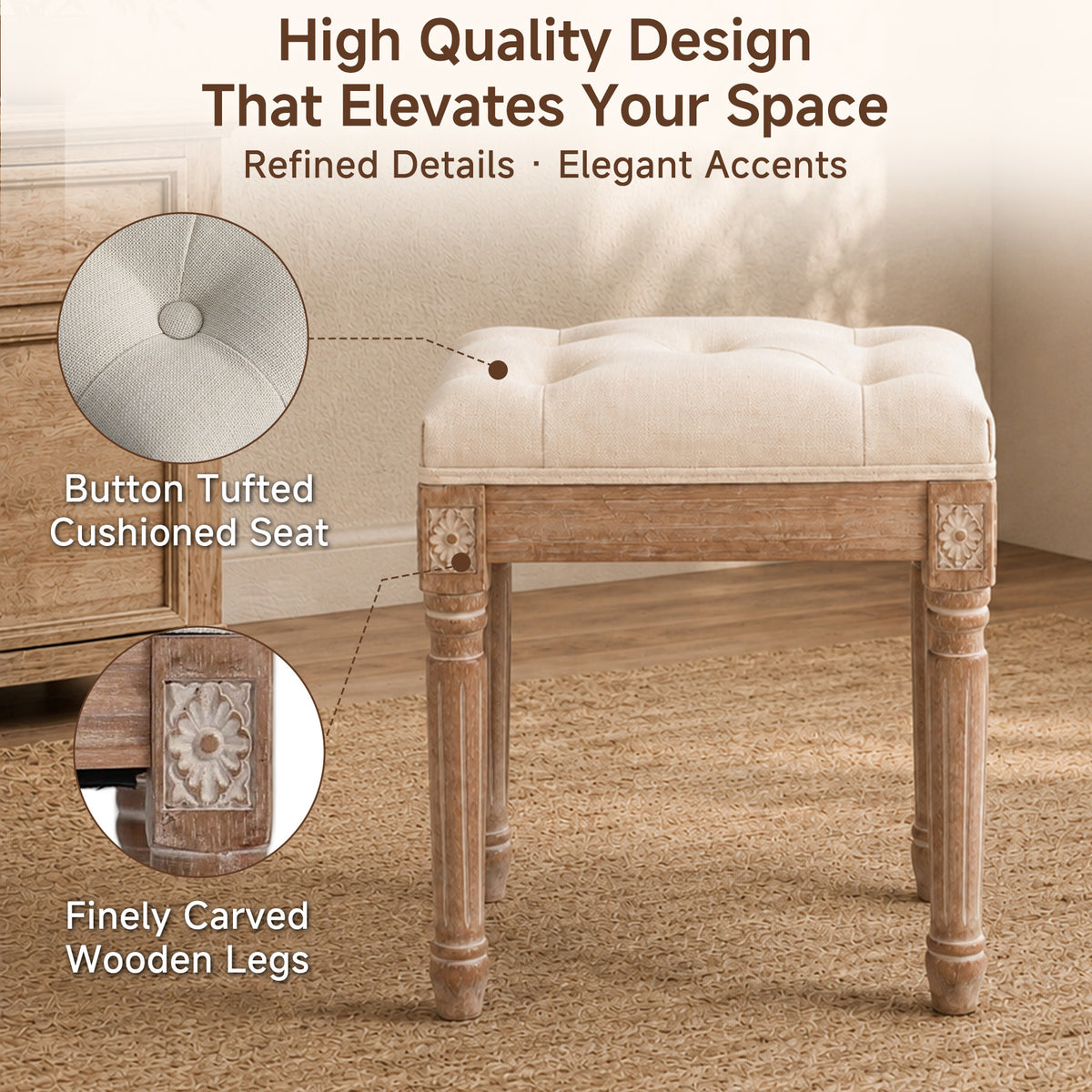 HomeMiYN Country House Velvet Dressing Table Stool