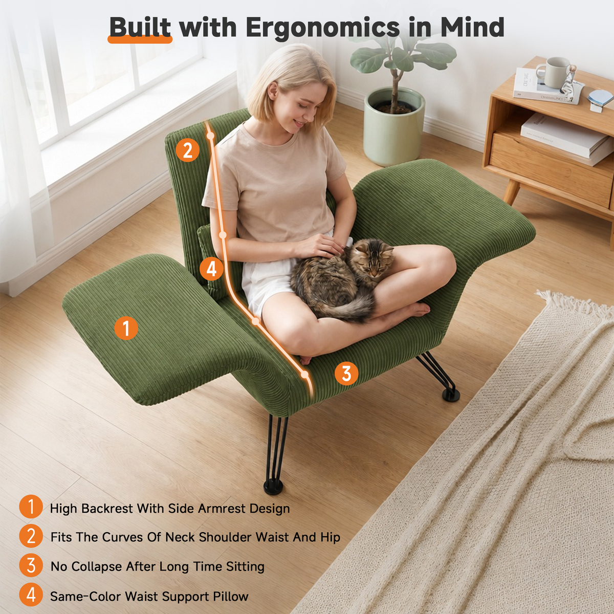 HomeMiYN Striped Multi-Functional Folding Sofa Bed with Cushion