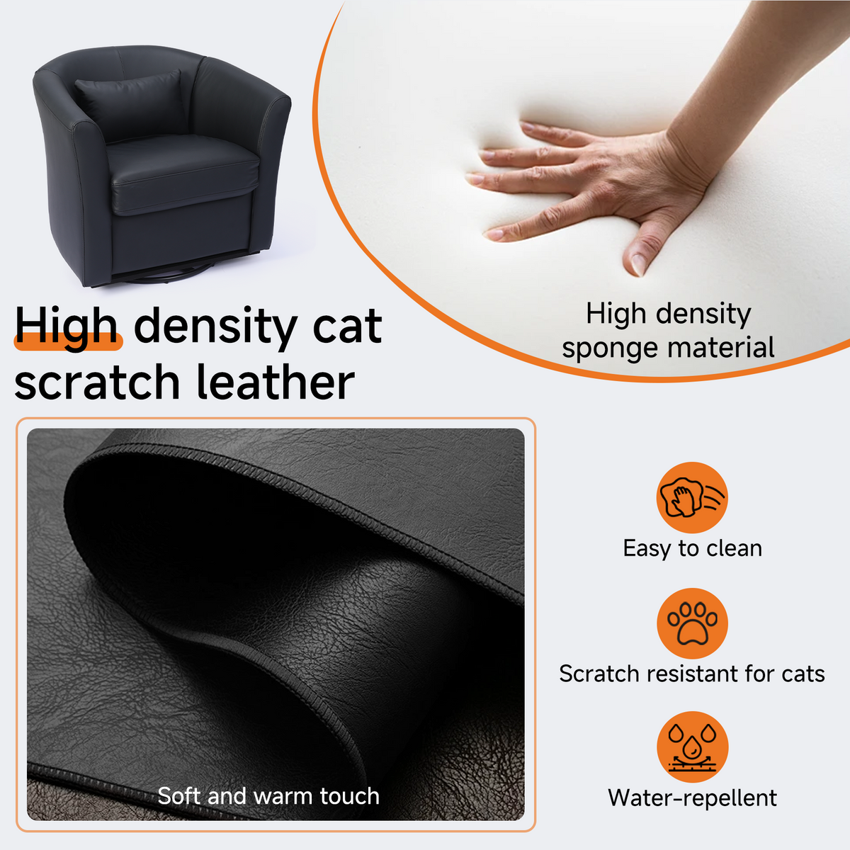 HomeMiYN 360° Swivel Relaxing Chair with Storage for Living Room