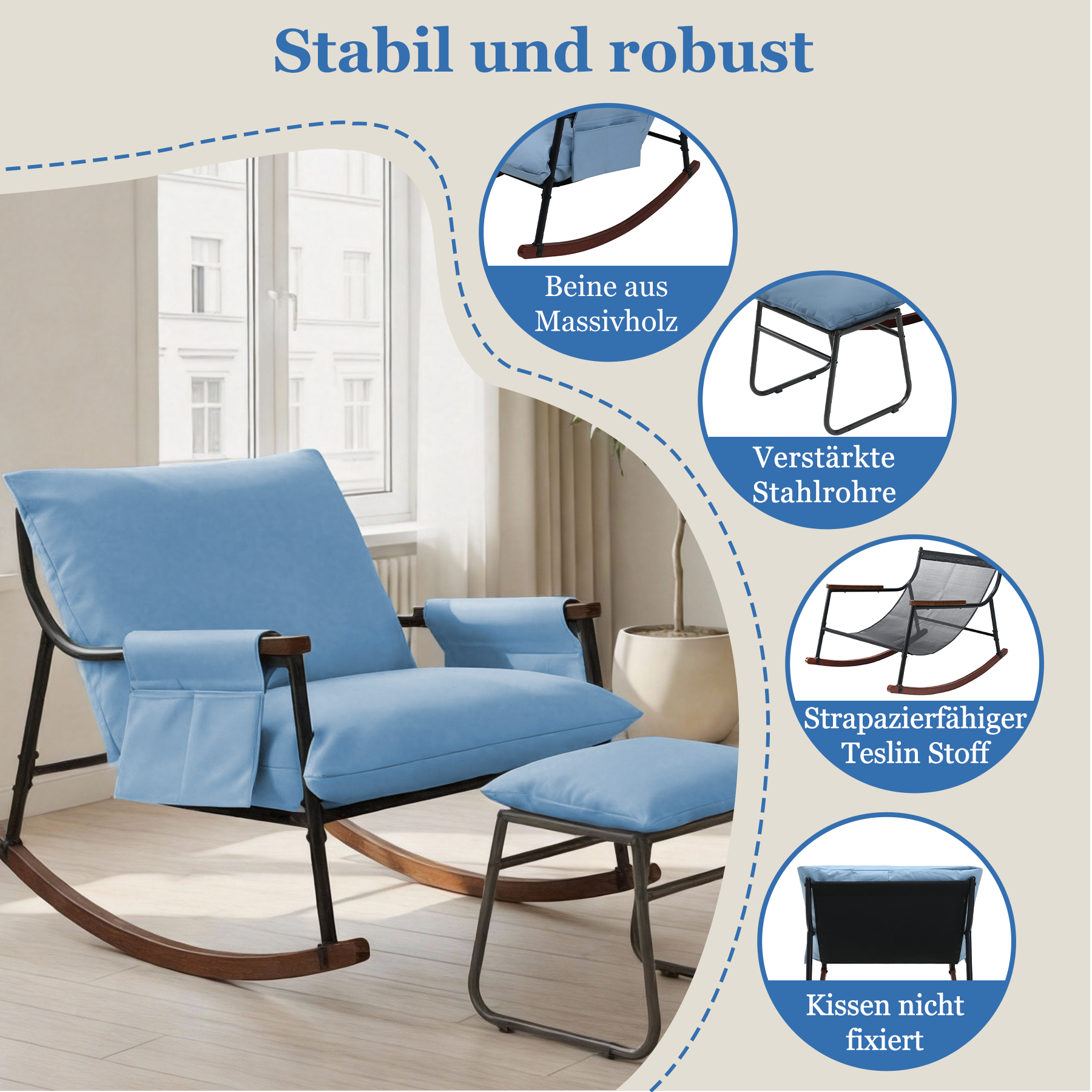 Wooden Armrest with Footstool