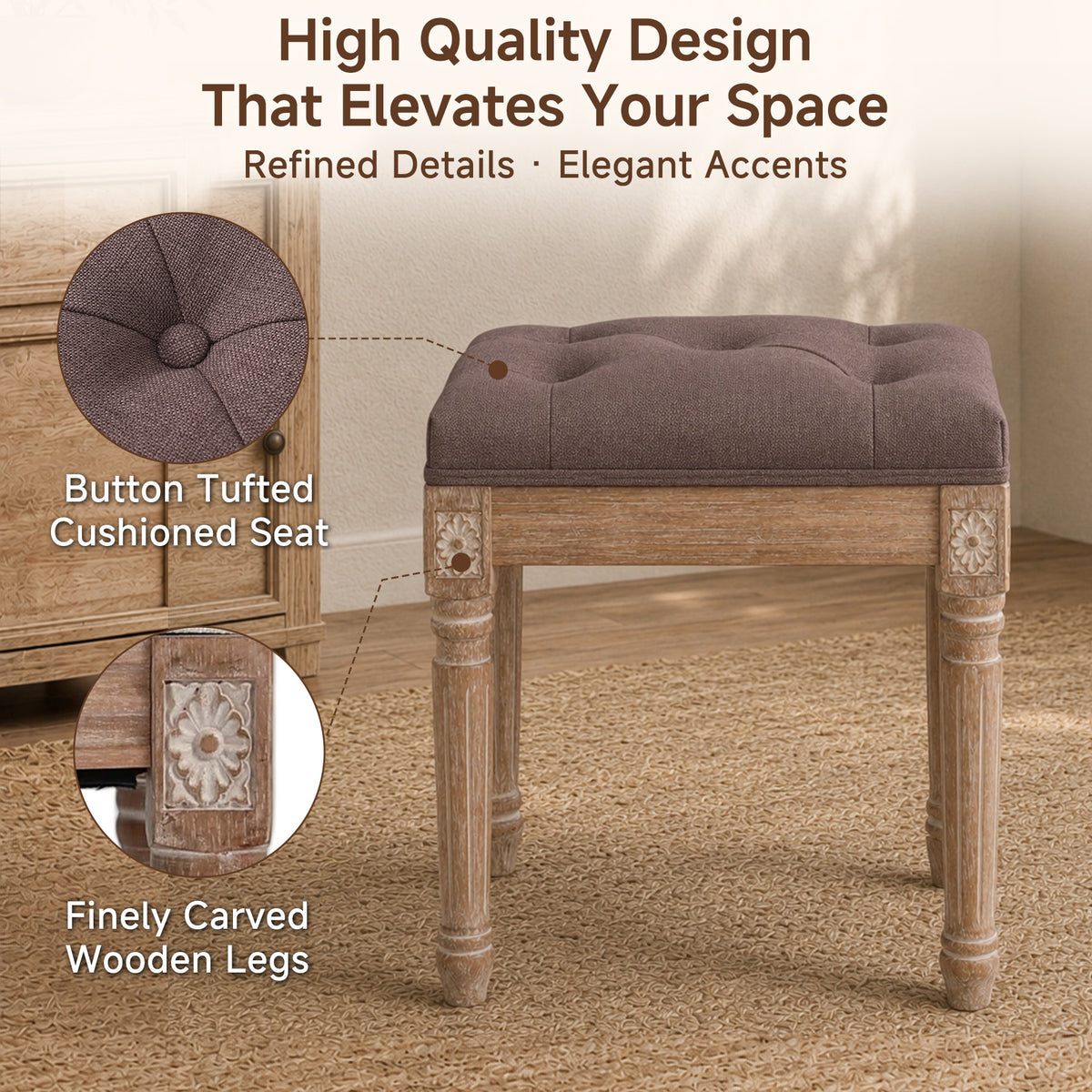HomeMiYN Country House Velvet Dressing Table Stool