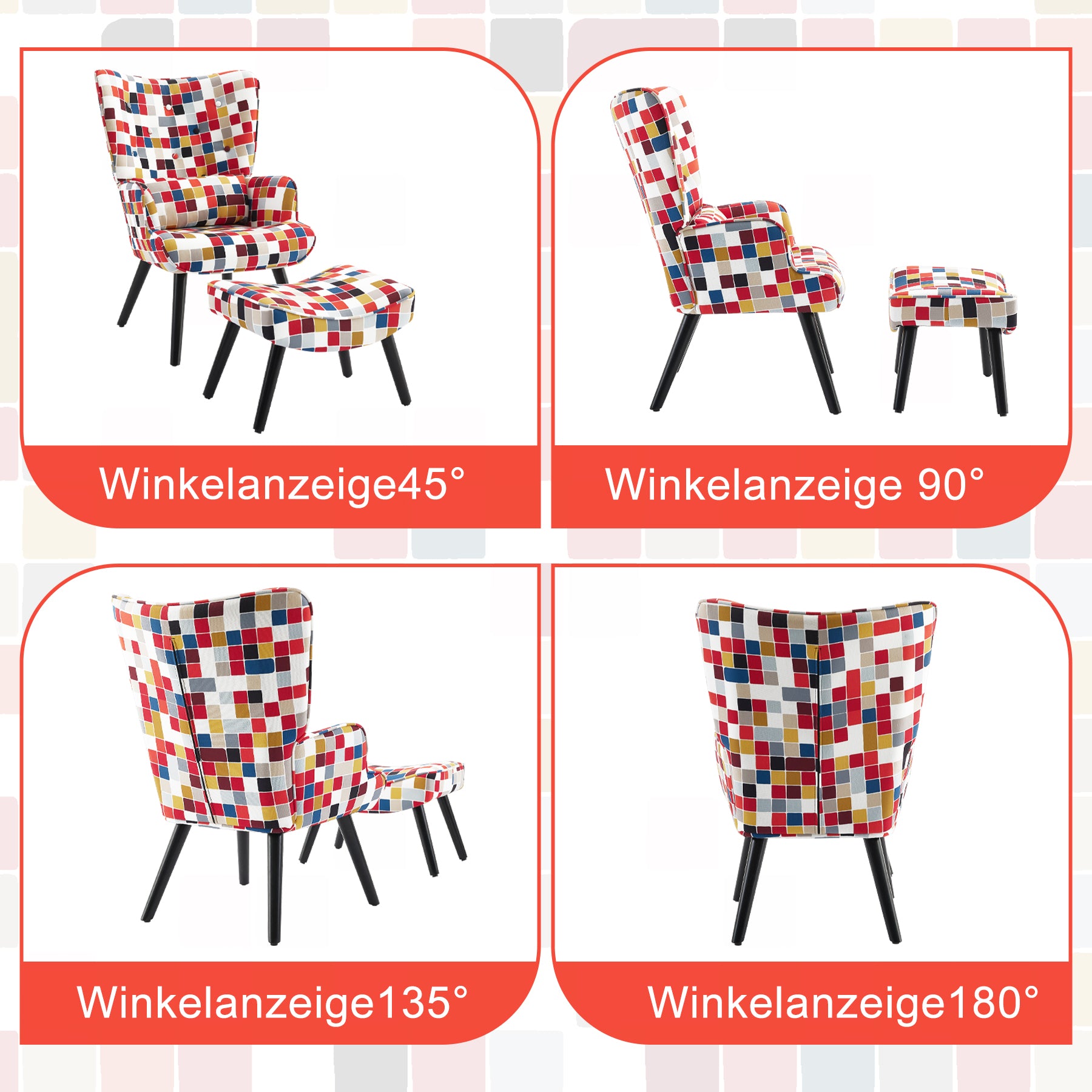 Printed Single Seater Sofa in Faux Linen Fabric