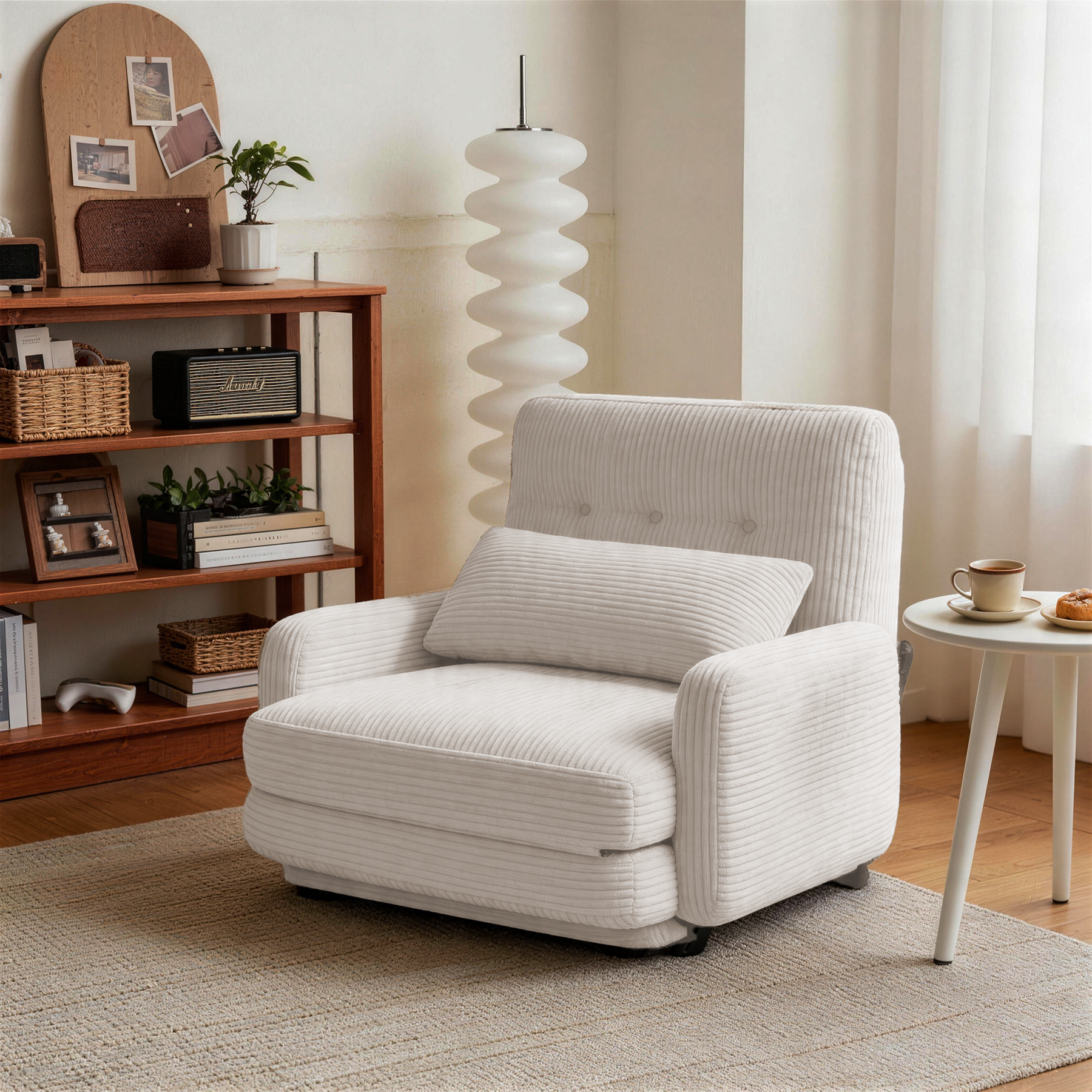 HomeMiYN Folding Sofa Bed in beige color #color_Beige
