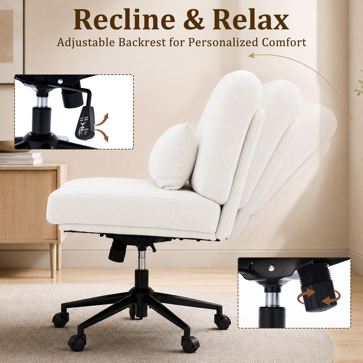 HomeMiYN Adjustable Armless Office Chair, Swivel Back Design