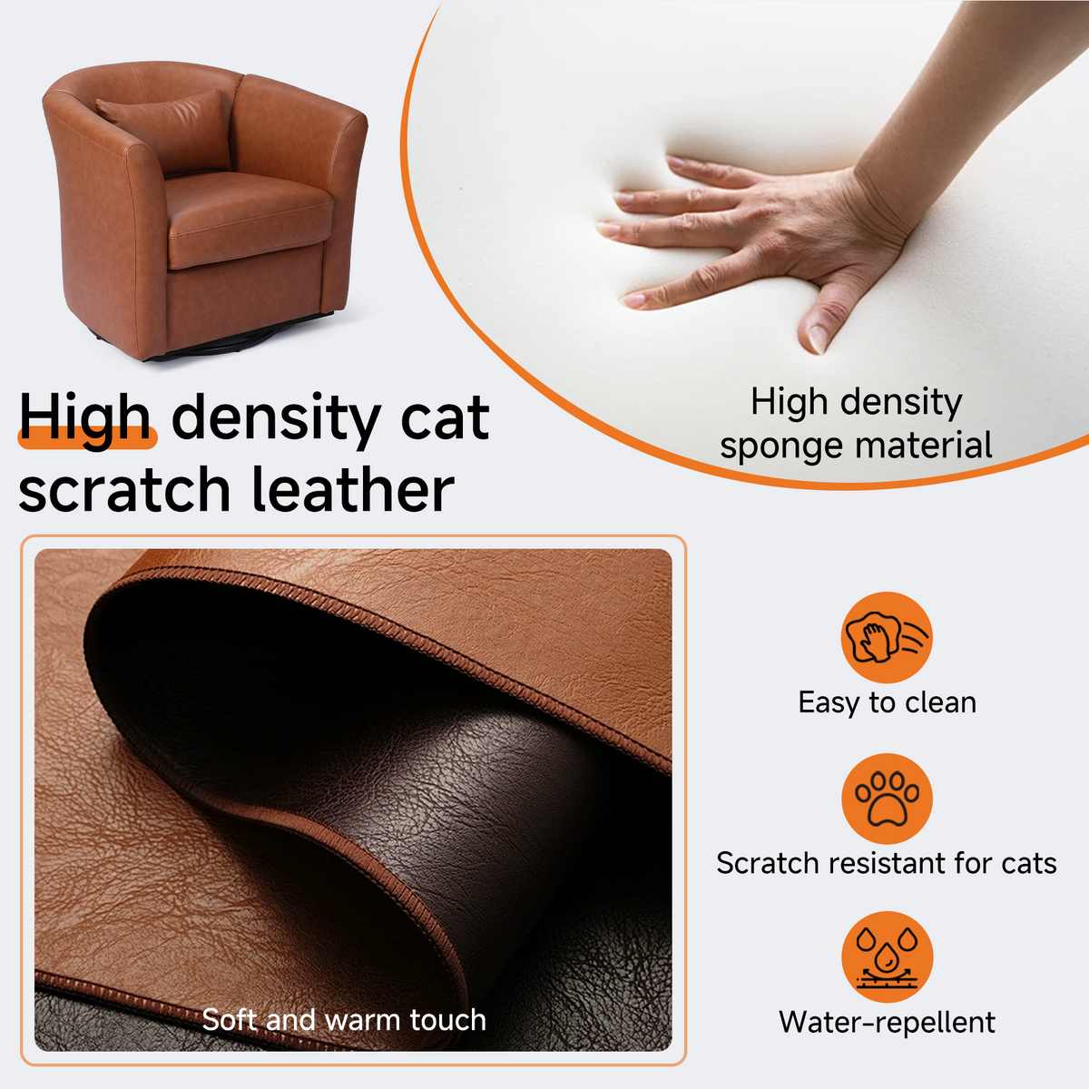 HomeMiYN 360° Swivel Relaxing Chair with Storage for Living Room