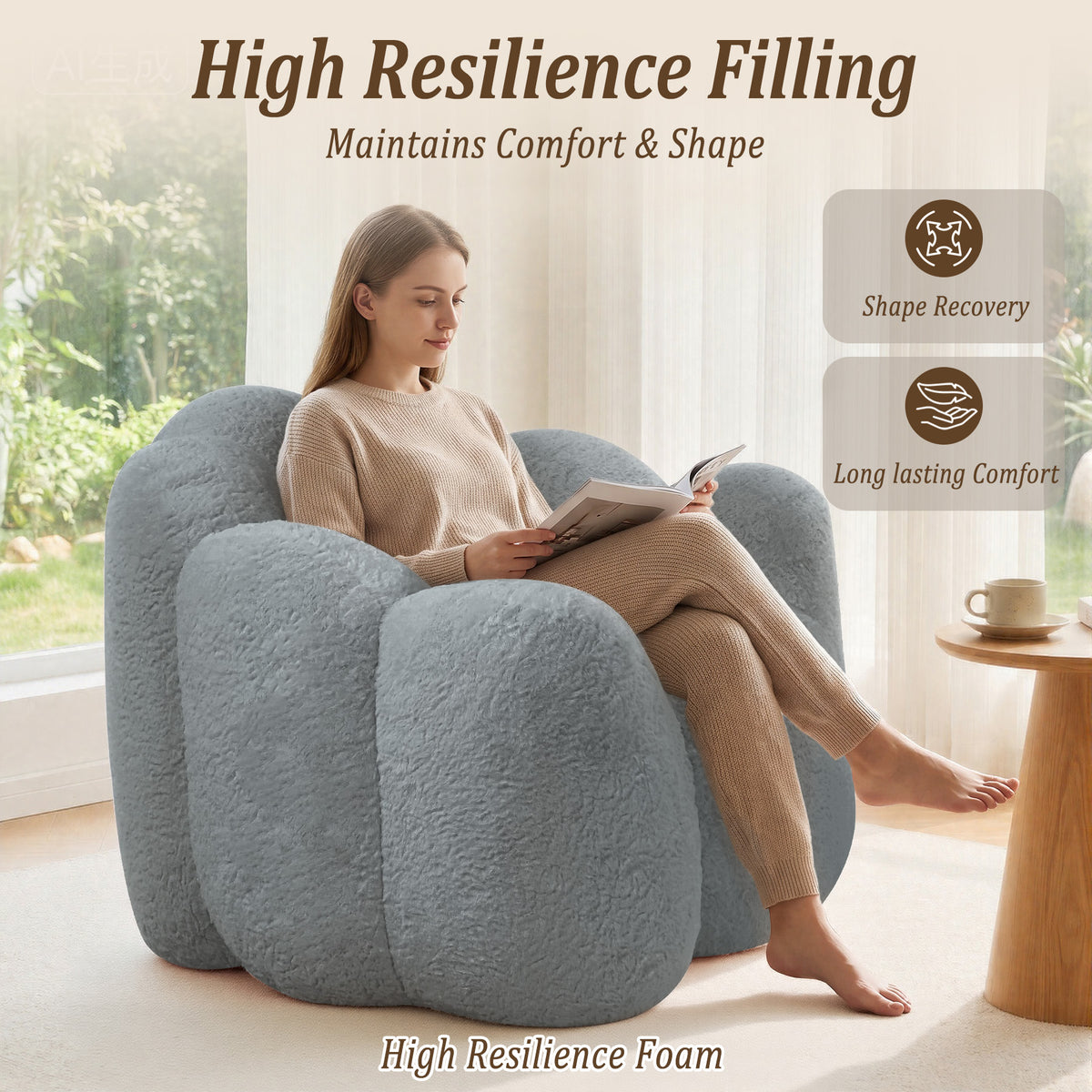 HomeMiYN Flower Shaped Bean Bag Chair for Adults