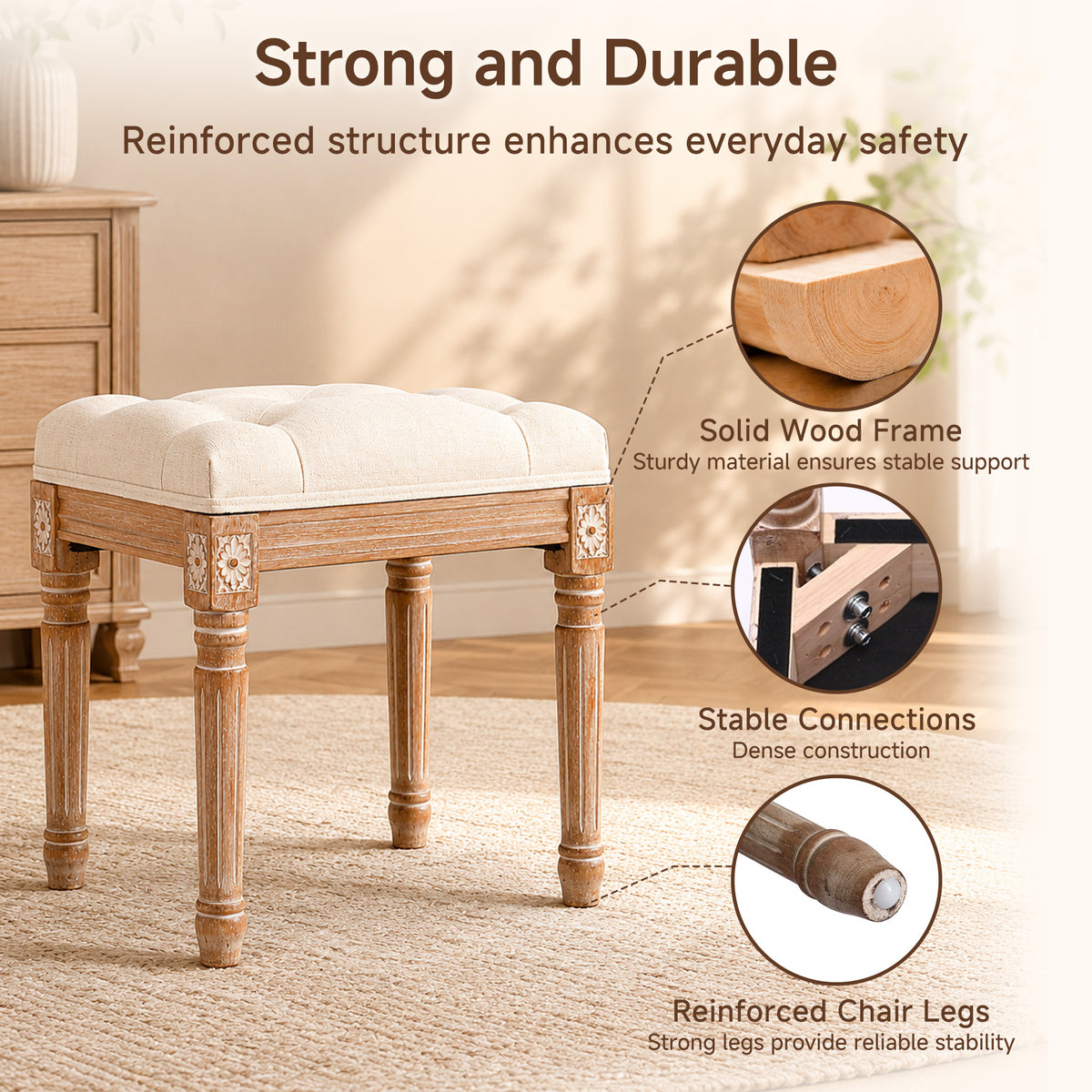HomeMiYN Country House Velvet Dressing Table Stool