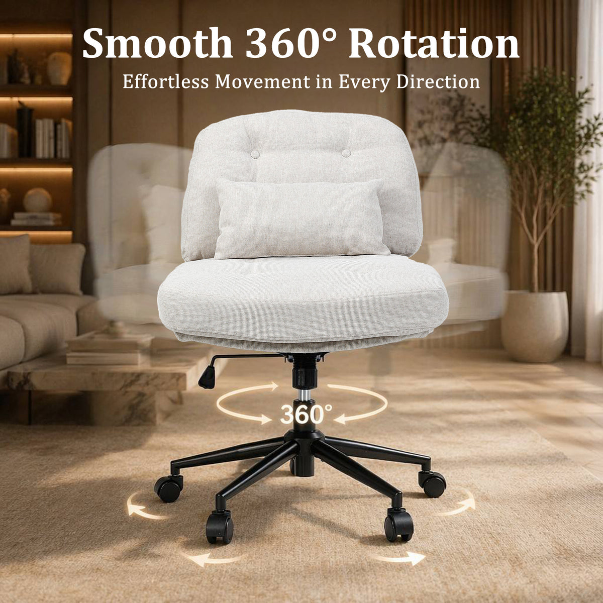 HomeMiYN Adjustable Armless Office Chair, Swivel Back Design