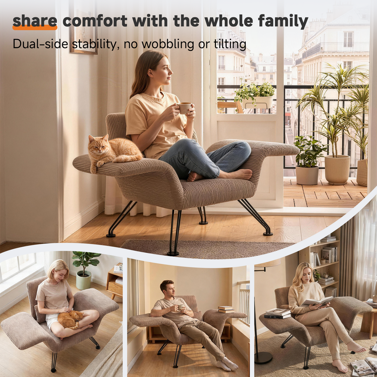 HomeMiYN Striped Multi-Functional Folding Sofa Bed with Cushion