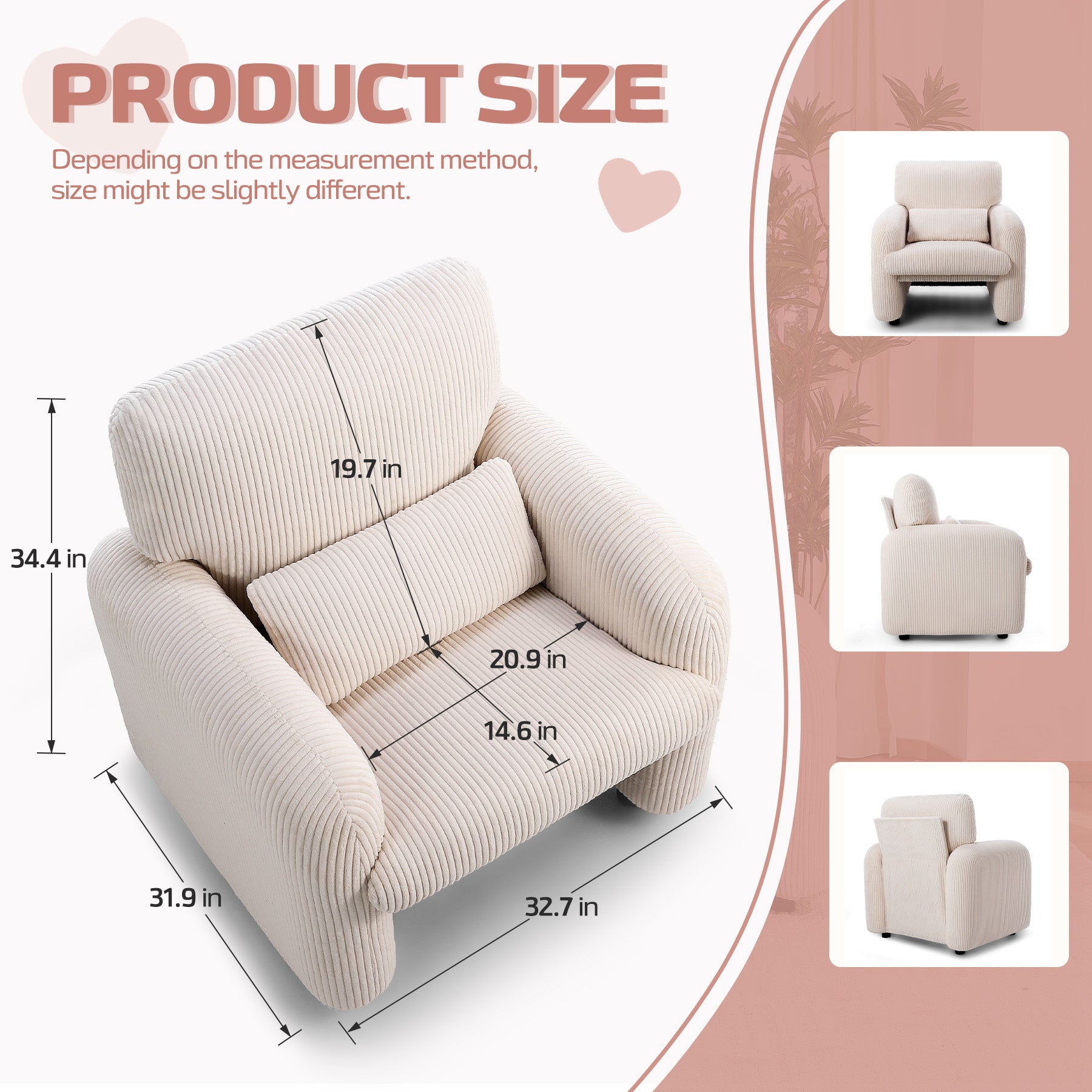 HomeMiYN Accent Chair in beige color #color_Beige