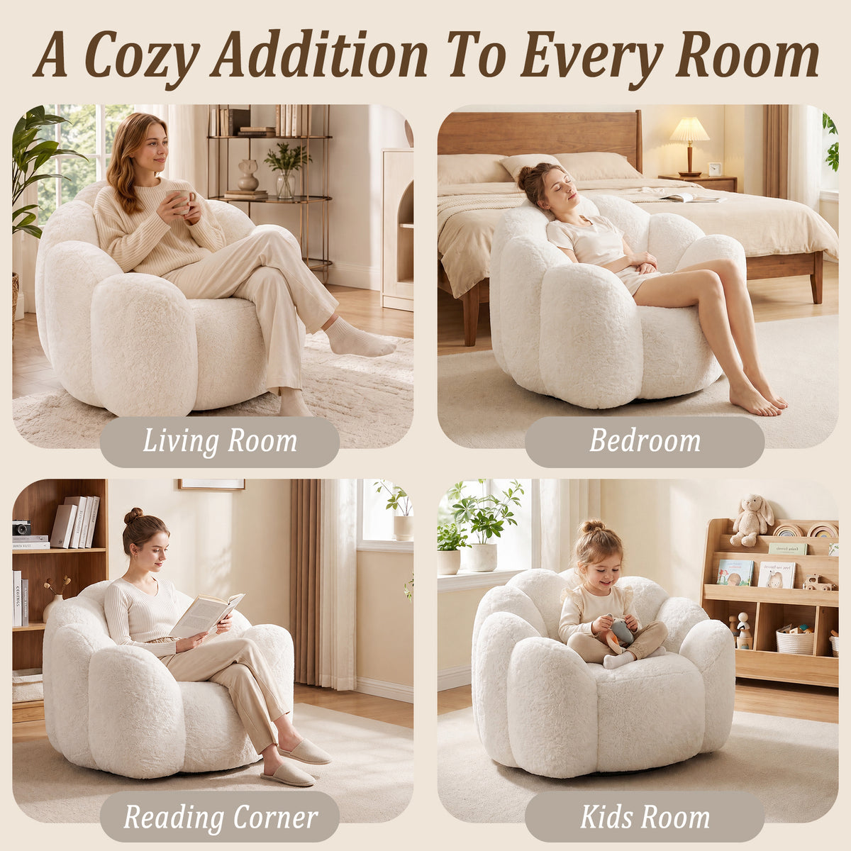 HomeMiYN Flower Shaped Bean Bag Chair for Adults