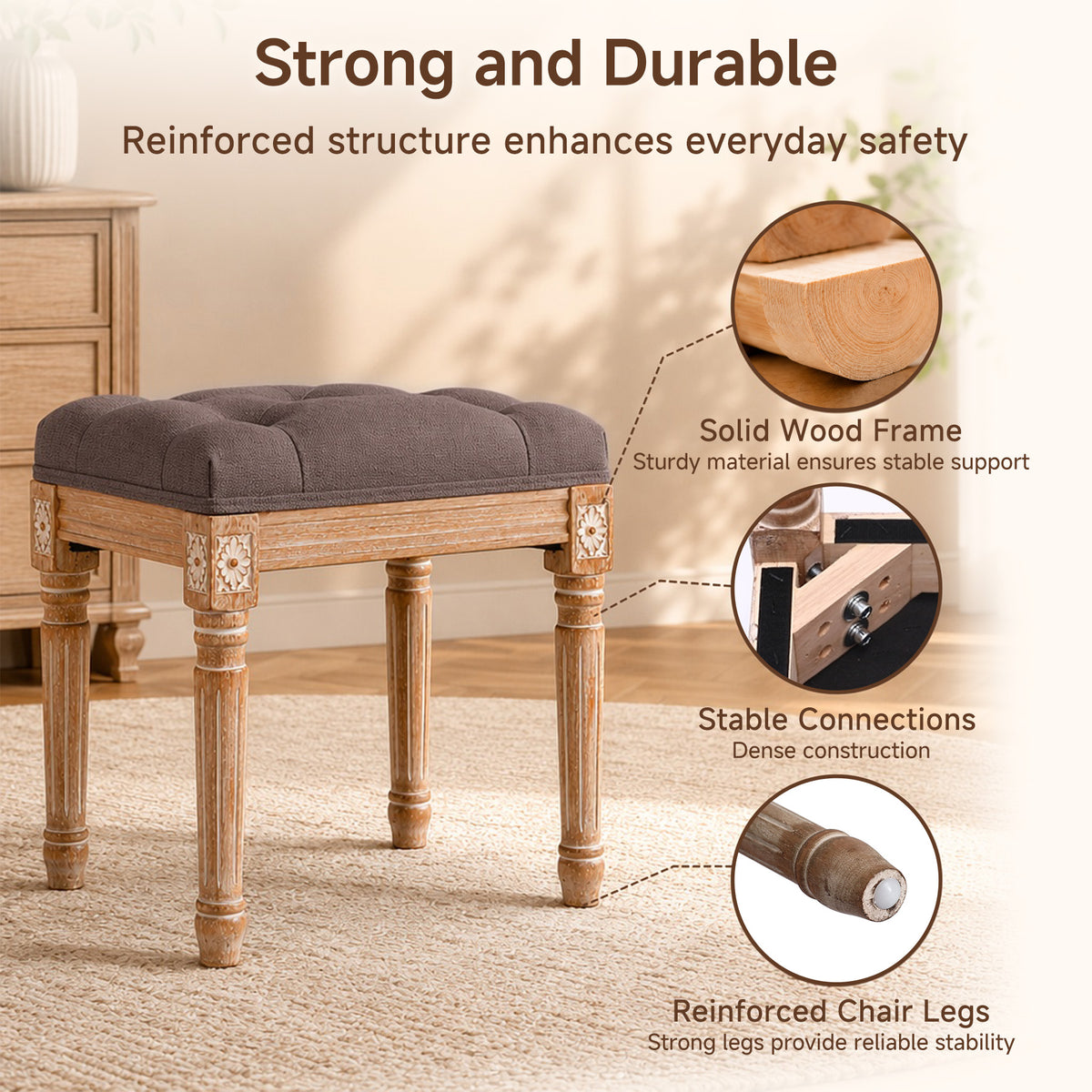 HomeMiYN Country House Velvet Dressing Table Stool