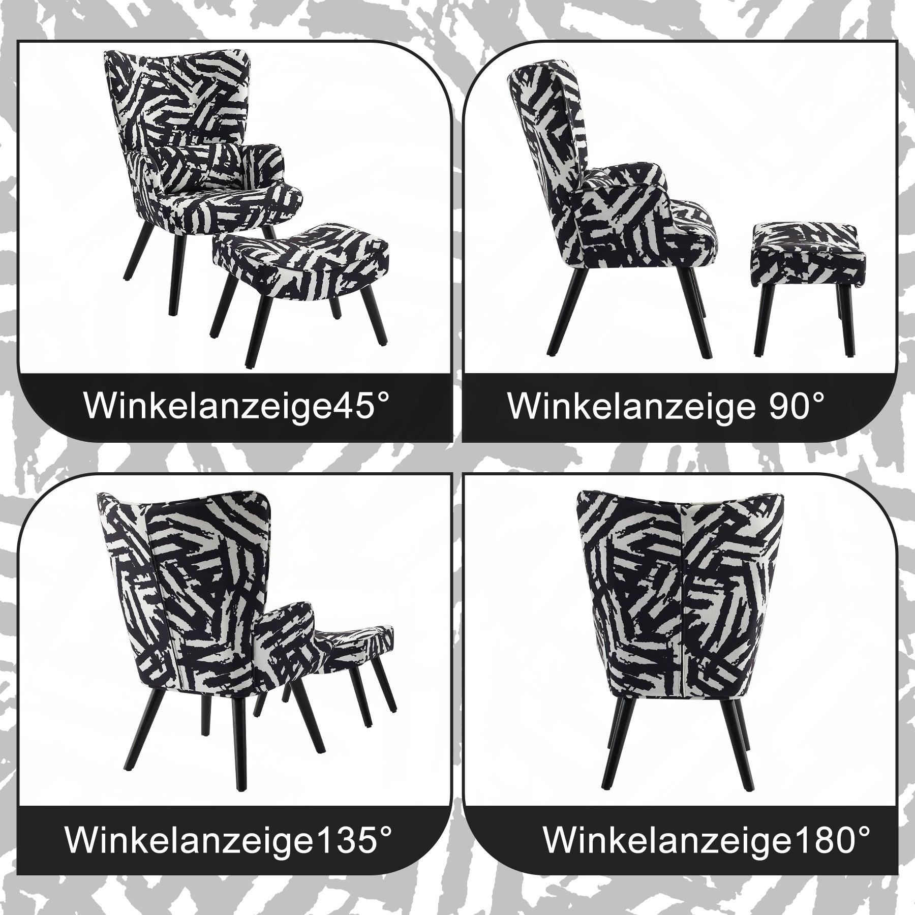 Printed Single Seater Sofa in Faux Linen Fabric