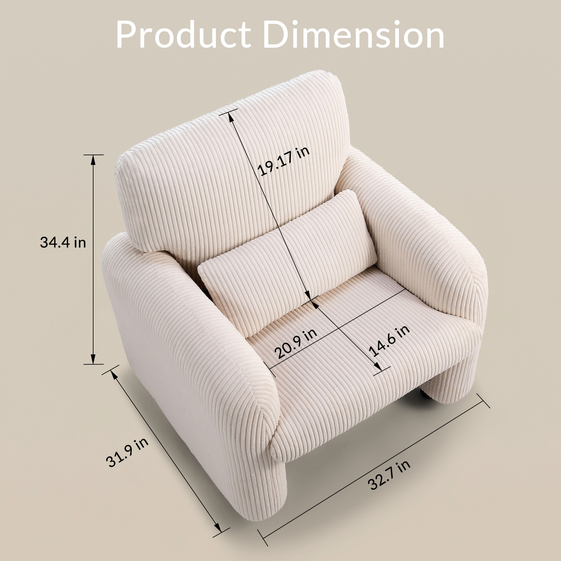 Finn 32 inches Modern Single Sofa with Sofa Pillow