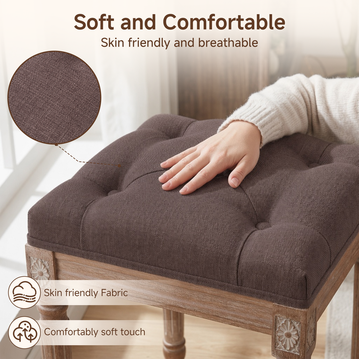 HomeMiYN Country House Velvet Dressing Table Stool