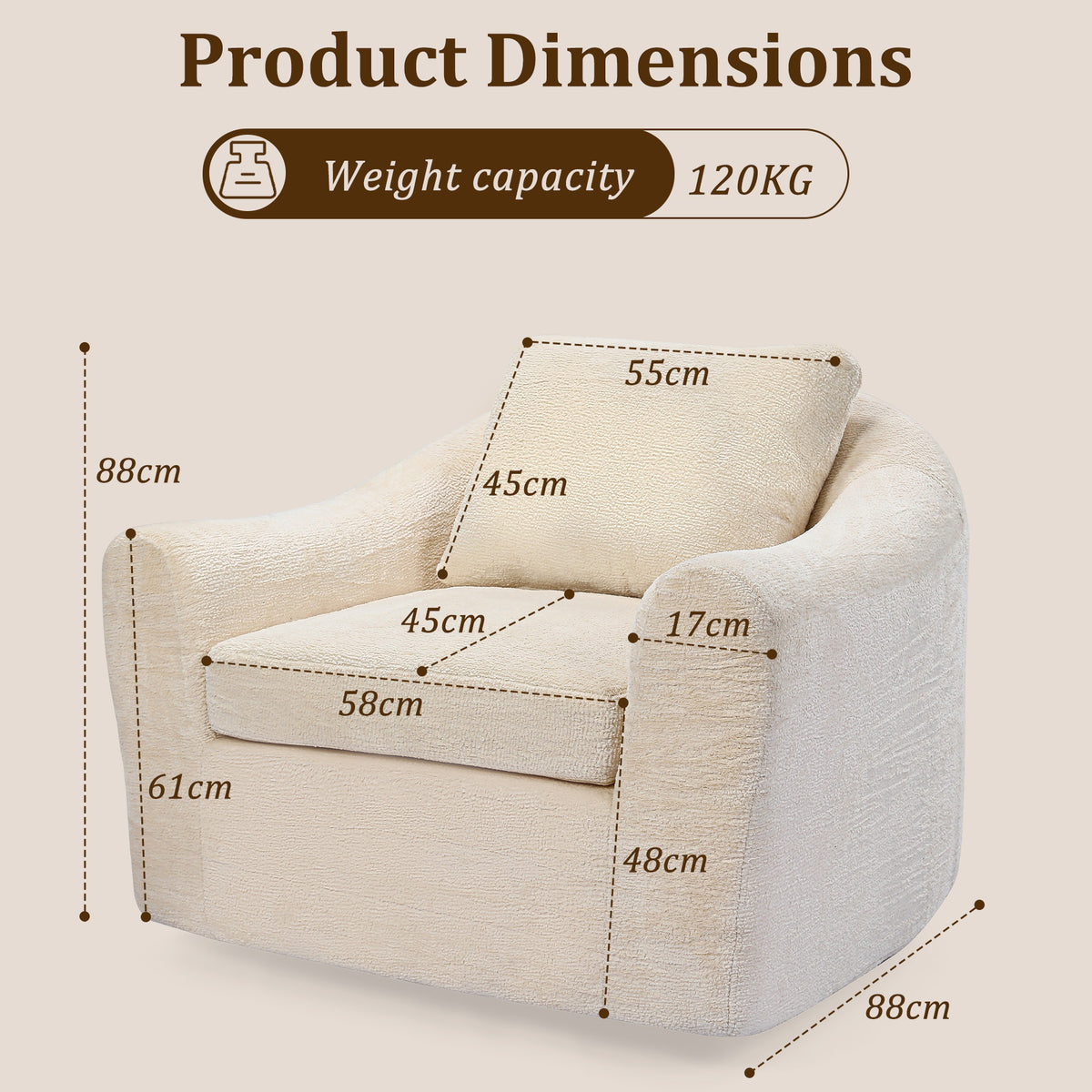 HomeMiYN 360° Rotatable Round Swivel Shell Chair, Modern Padded Recliner for Living Room