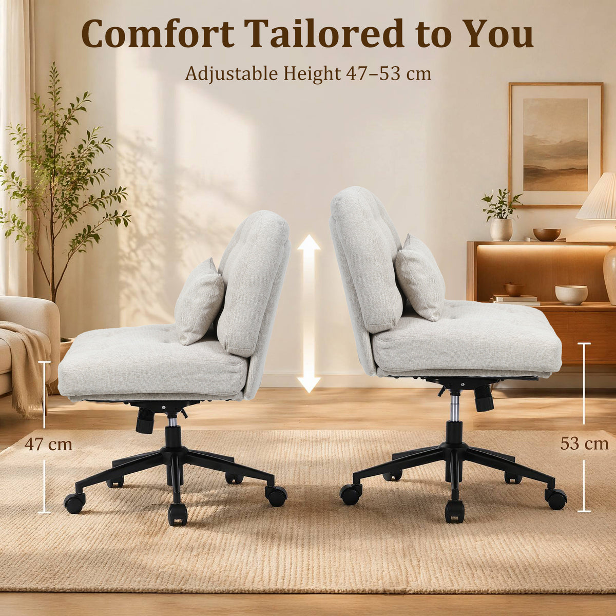 HomeMiYN Adjustable Armless Office Chair, Swivel Back Design