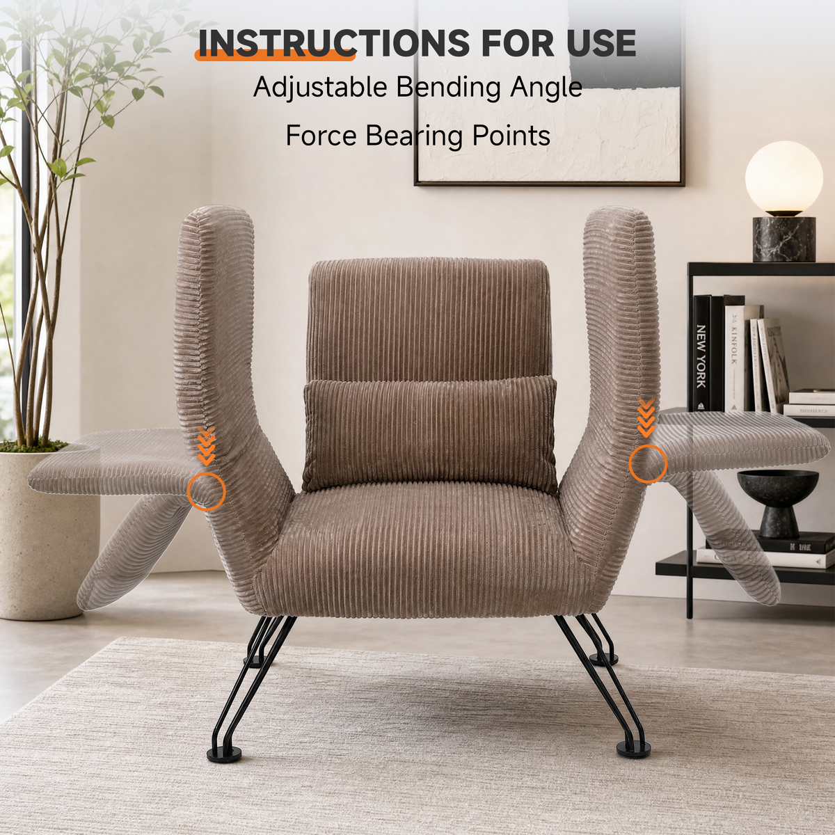 HomeMiYN Striped Multi-Functional Folding Sofa Bed with Cushion
