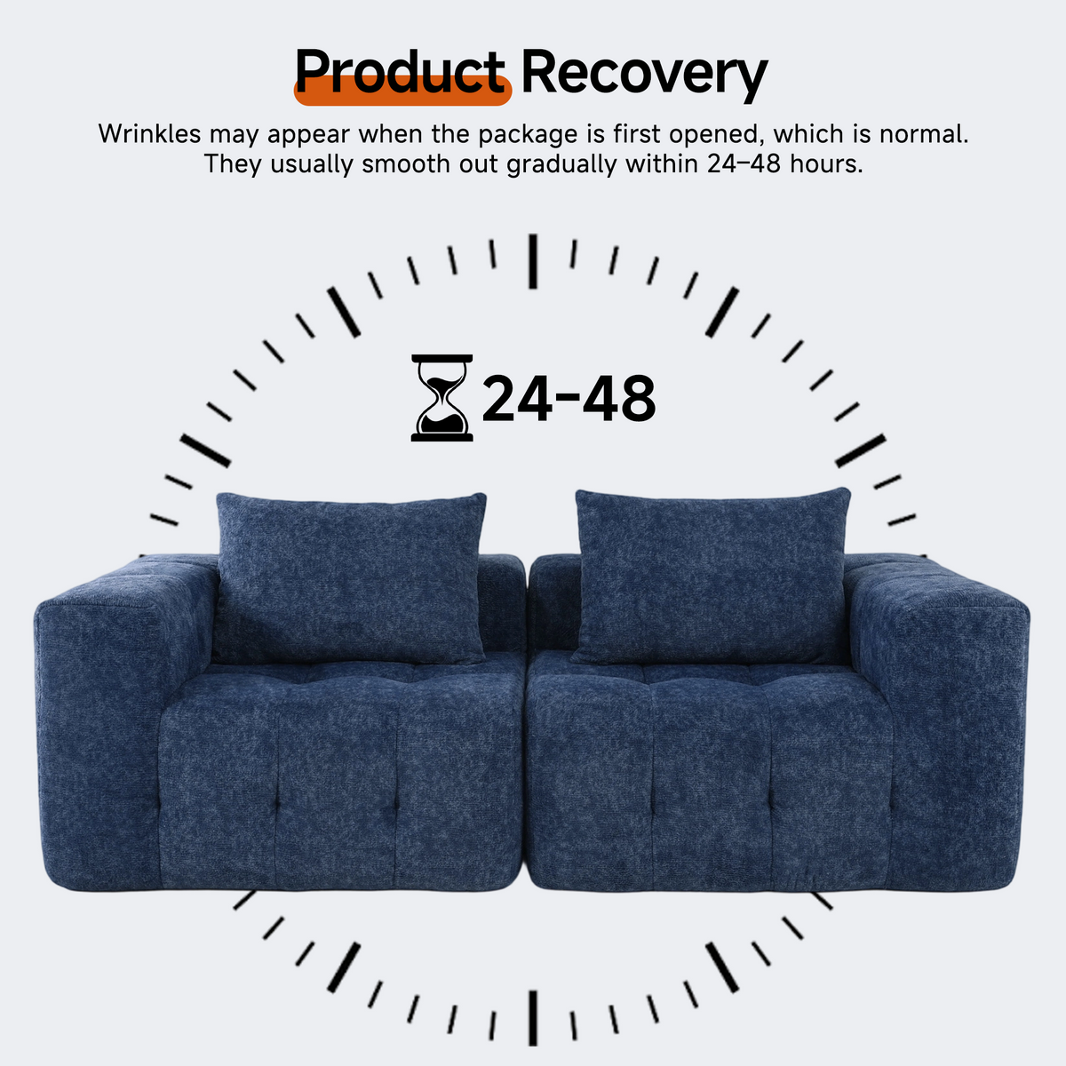 HomeMiYN Pack of 2 Modular Chenille Boneless Sofa No Assembly Required