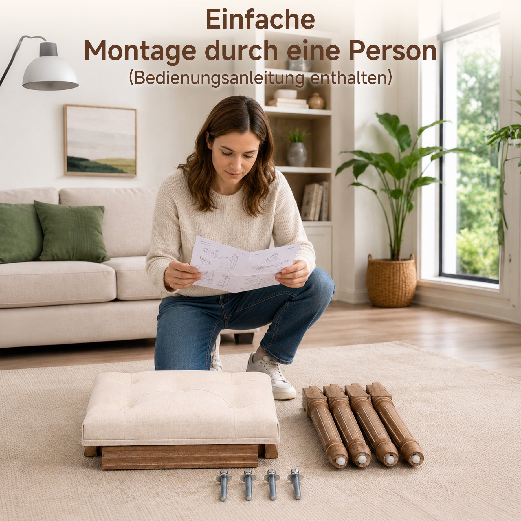 Schuhhocker Vintage mit Schnitzereien, gepolsterter Sitz, Einzelsitz | Vintage Schuhhocker aus Massivholz mit Schnitzereien. Getufteter Sitz, stabiler Used-Look für Flur oder Schlafzimmer.