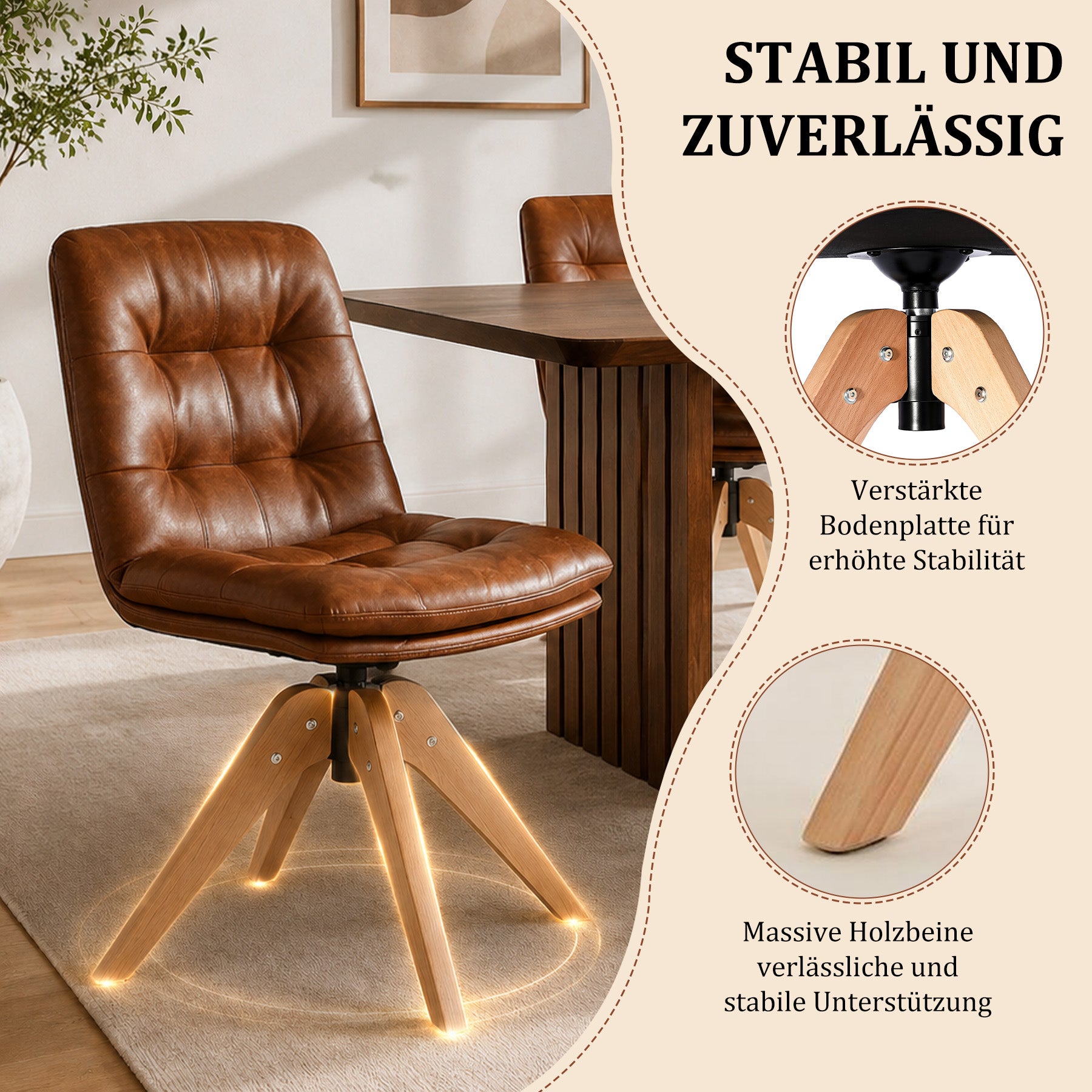 Esszimmerstühle Drehbar mit Armlehne 360° Polsterstuhl Leinen | Modern Drehstuhl Küchenstuhl mit Rückenlehne für Esszimmer, Wohnzimmer