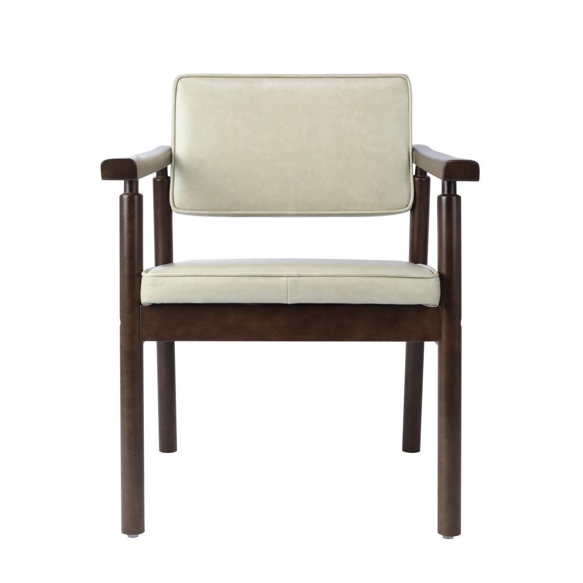 Walnut-Stained Hardwood Lounge Chair in Gray Vegan Leather