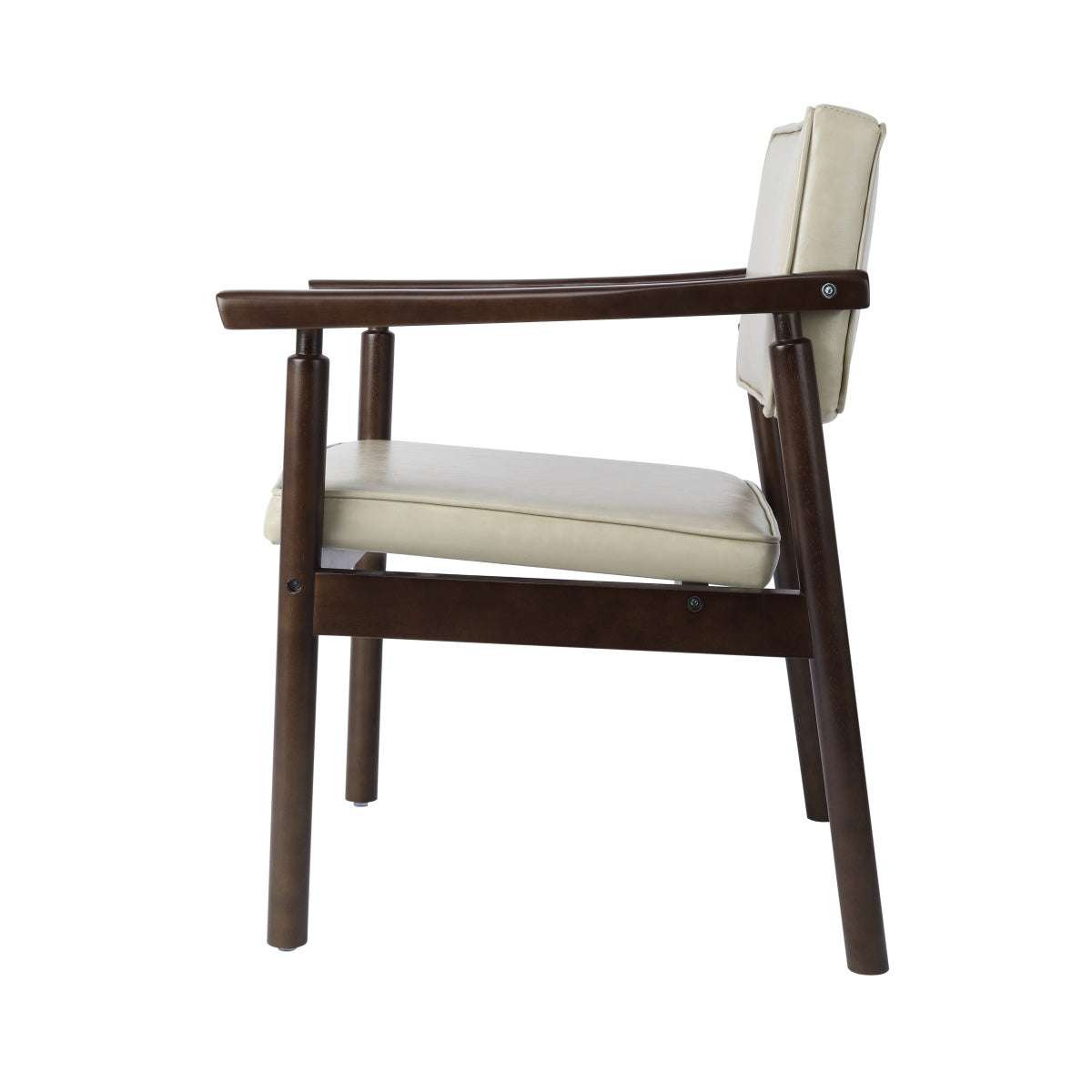Walnut-Stained Hardwood Lounge Chair in Gray Vegan Leather