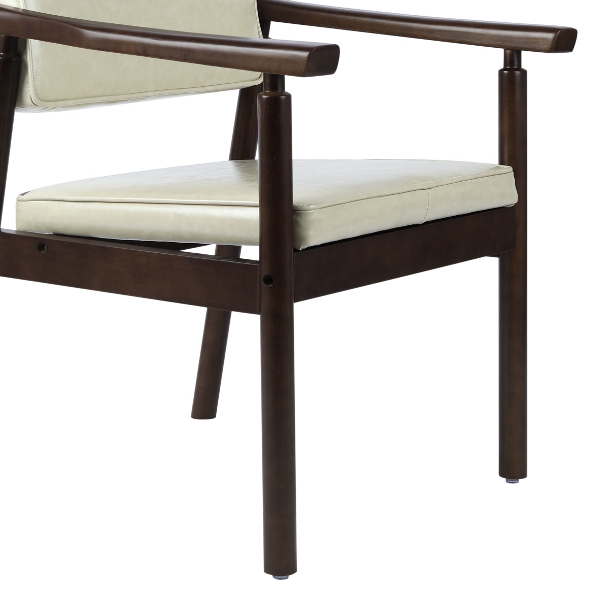 Walnut-Stained Hardwood Lounge Chair in Gray Vegan Leather