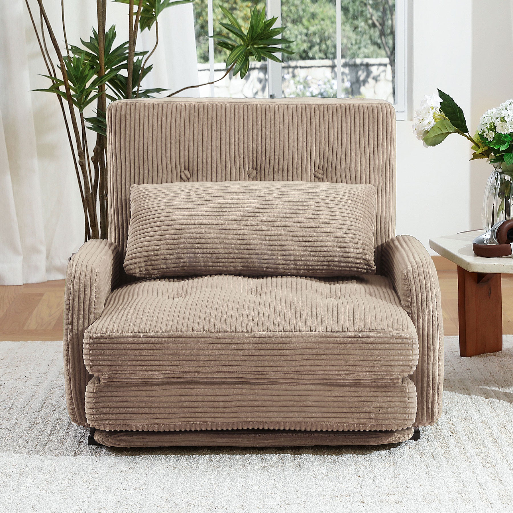 HomeMiYN Folding Sofa Bed in brown color #color_Brown