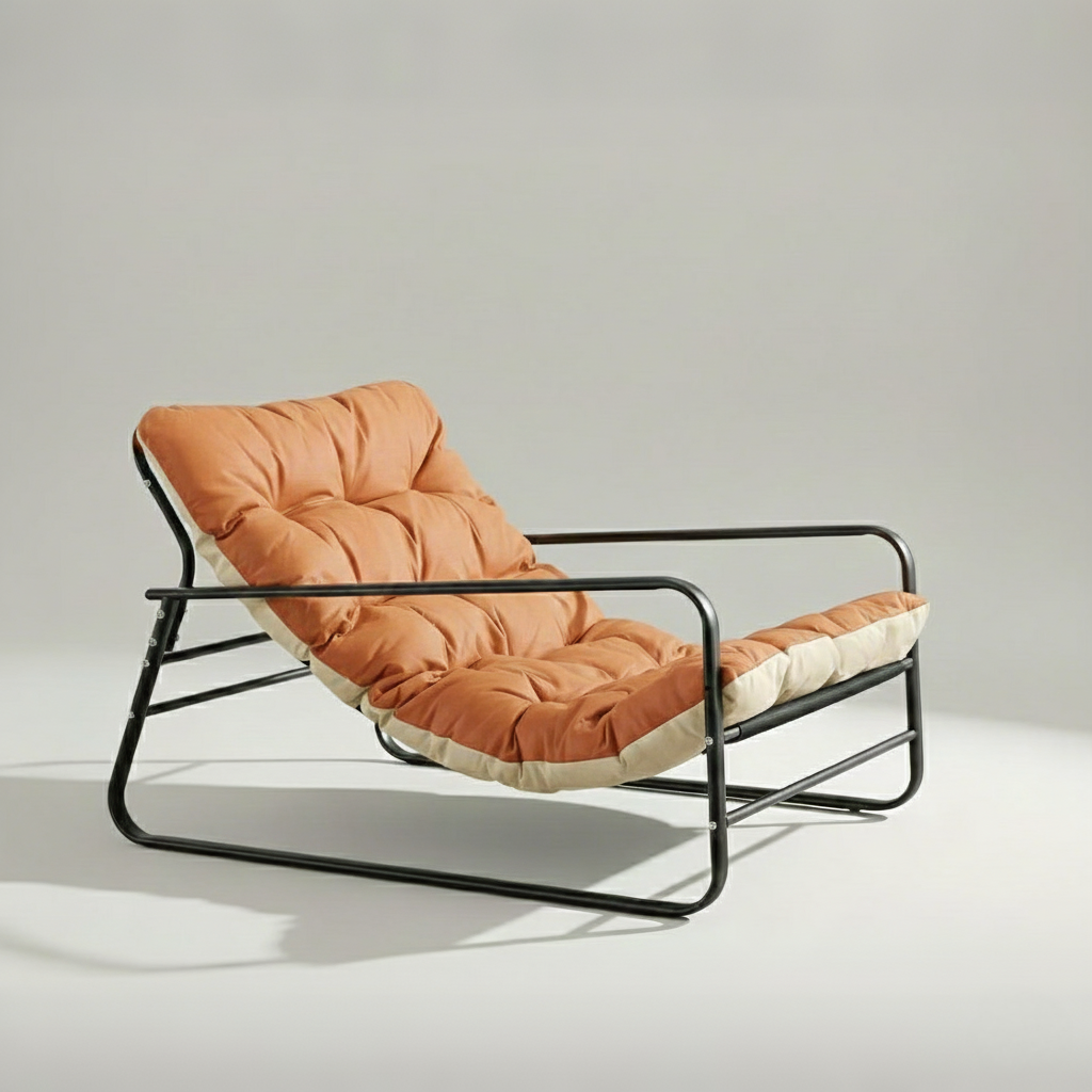 Outdoor Steel Pipe Sofa Tubular Steel Chair#color_Orange