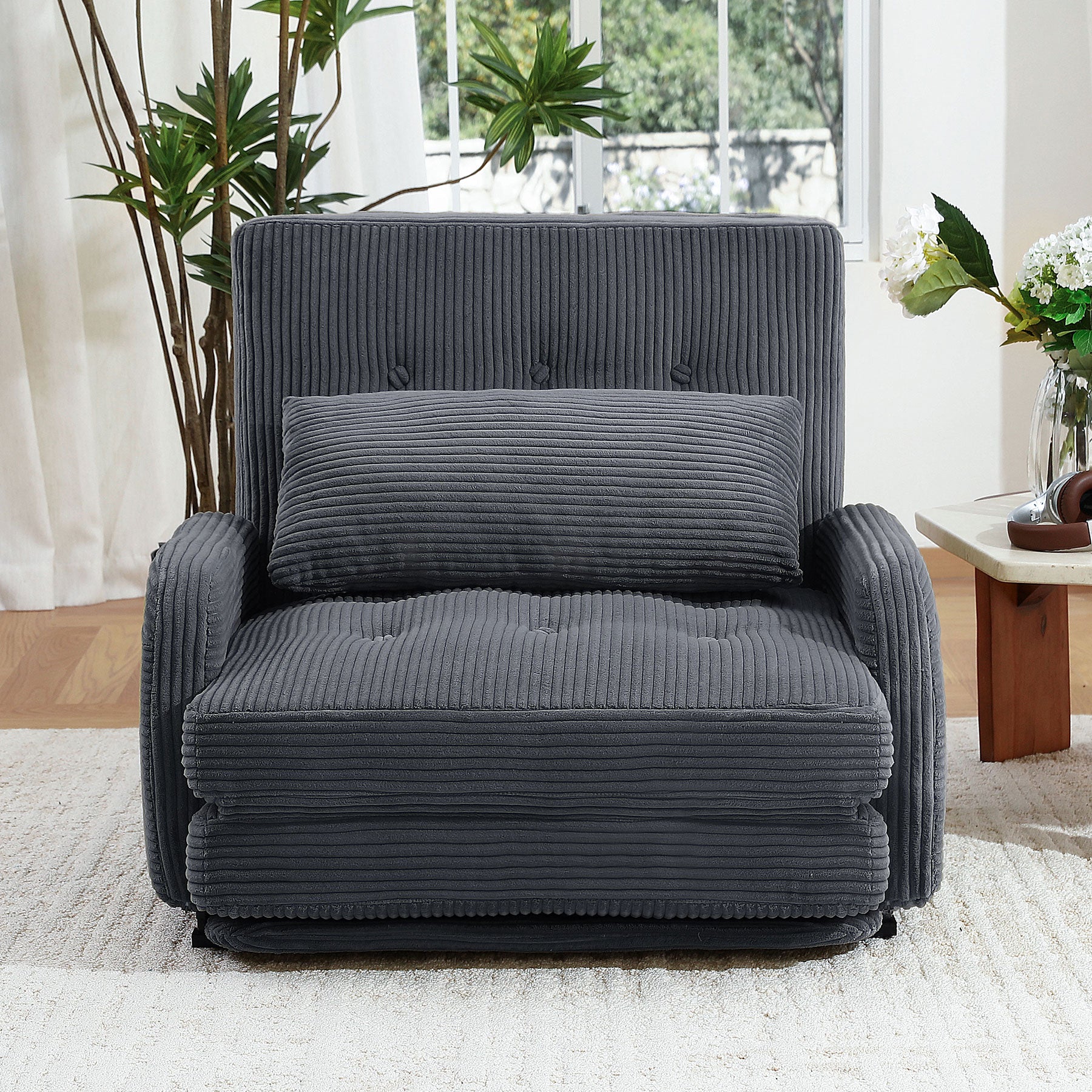 HomeMiYN Folding Sofa Bed, With 5-Position Adjustable Back Support