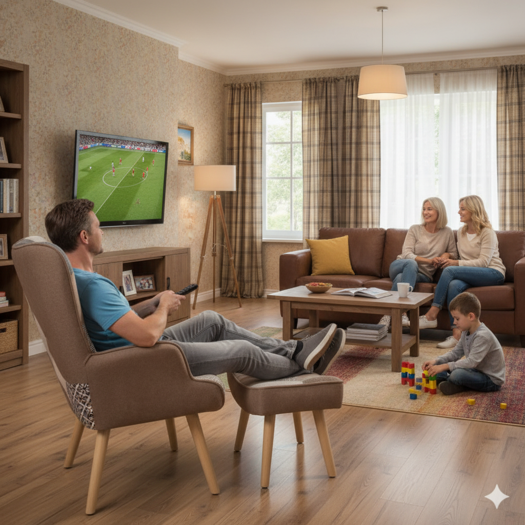 HomeMiYN Patchwork Chair,Accent Armchair with Ottoman Single Sofa Chair Brown US