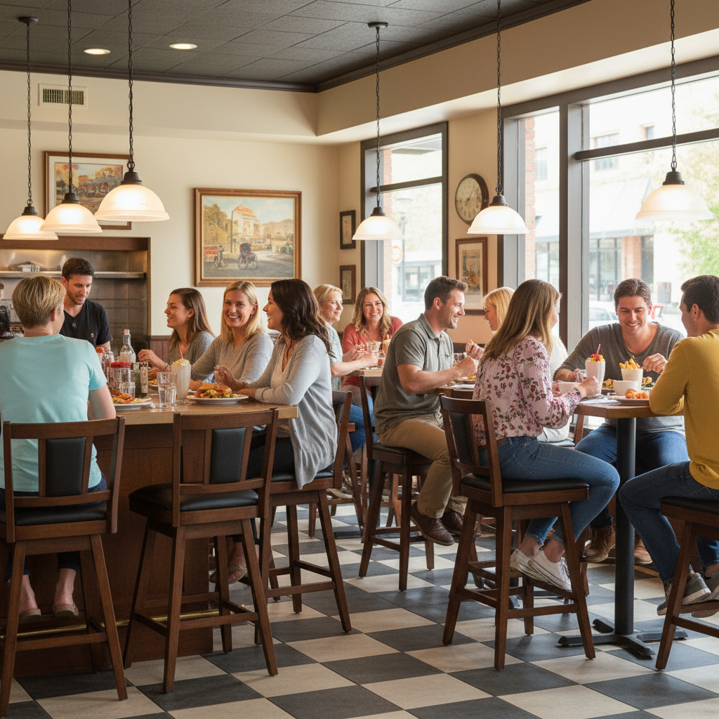 2 Set of Swivel Bar Stool with Vertical Padded Back & Seat – Mid-Century Modern Counter Height Chair