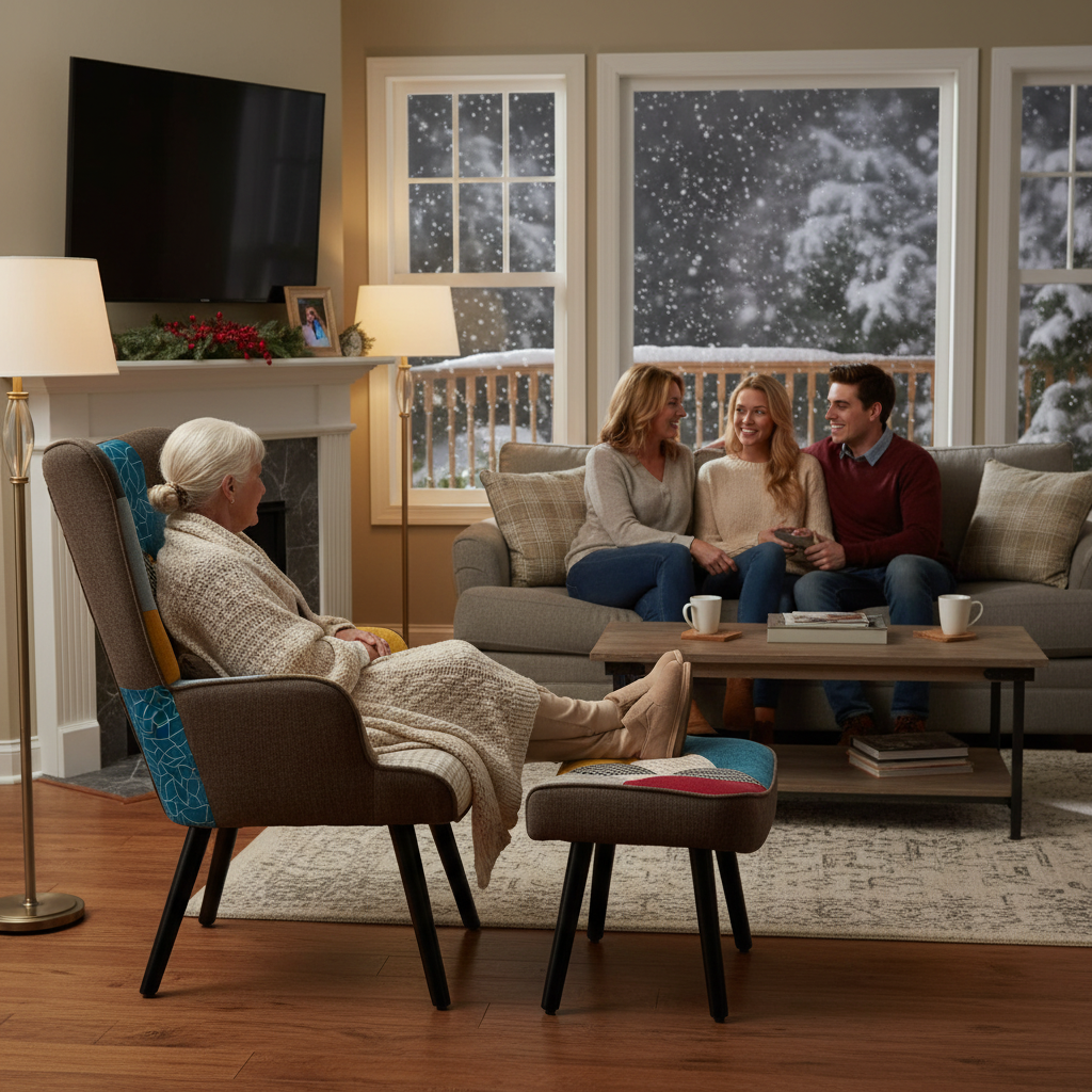 Accent Armchair with Ottoman Single Sofa Chair#color_Blue