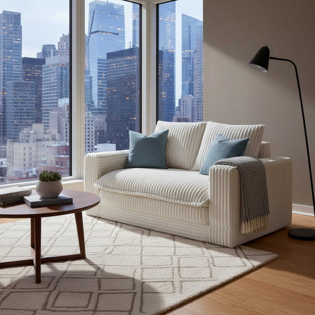 Pre Order - Agnes Modern Minimalist Jumbo Corduroy Loveseat