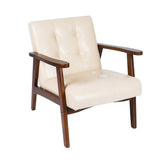 HomeMiYN Mid-Century Armchairs Retro Tufted Faux Leather Accent Chair 5 Colors