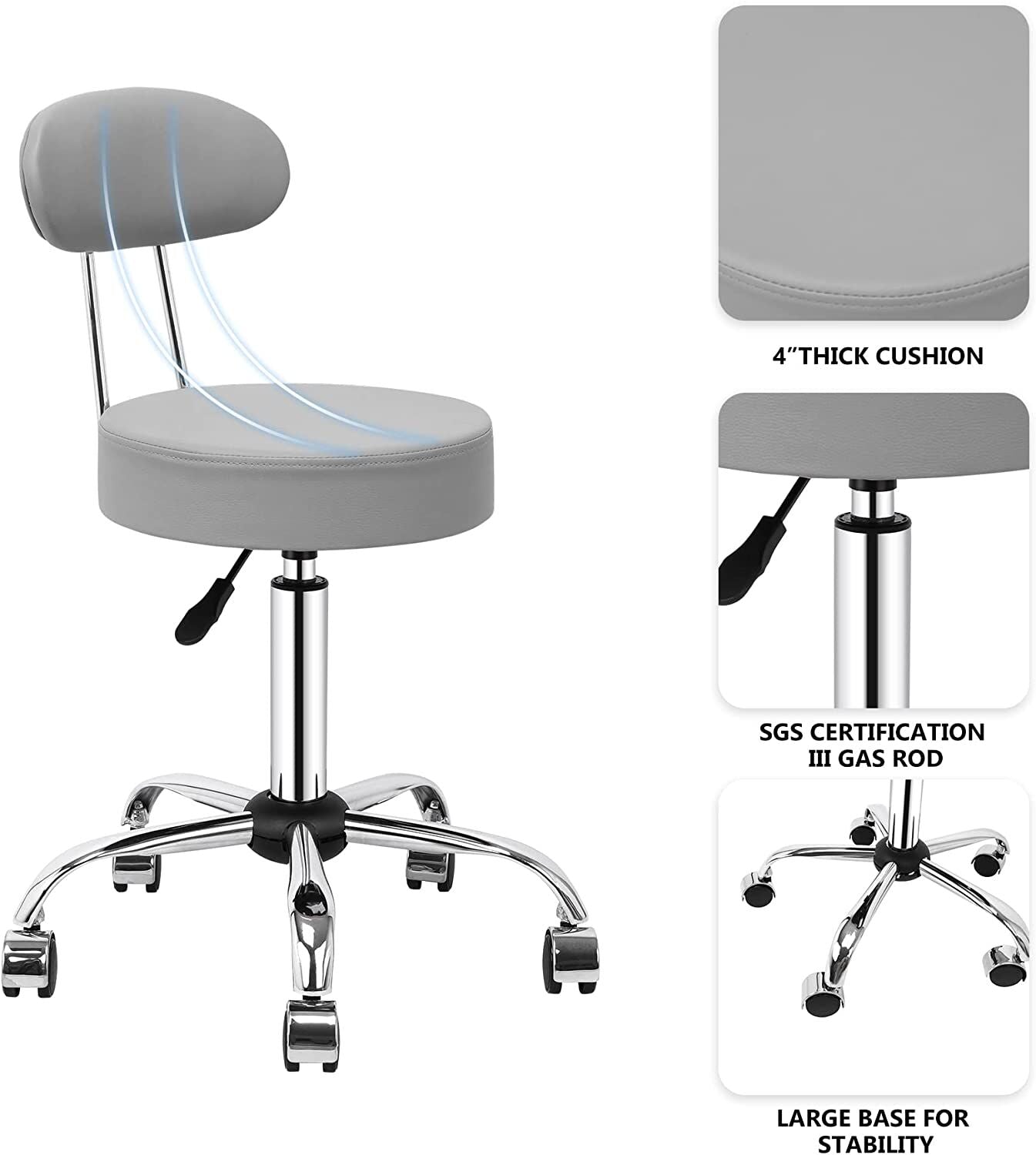 HomeMiYN Office Bar Chairs Stool Adjustable Counter Chair with Back Grey