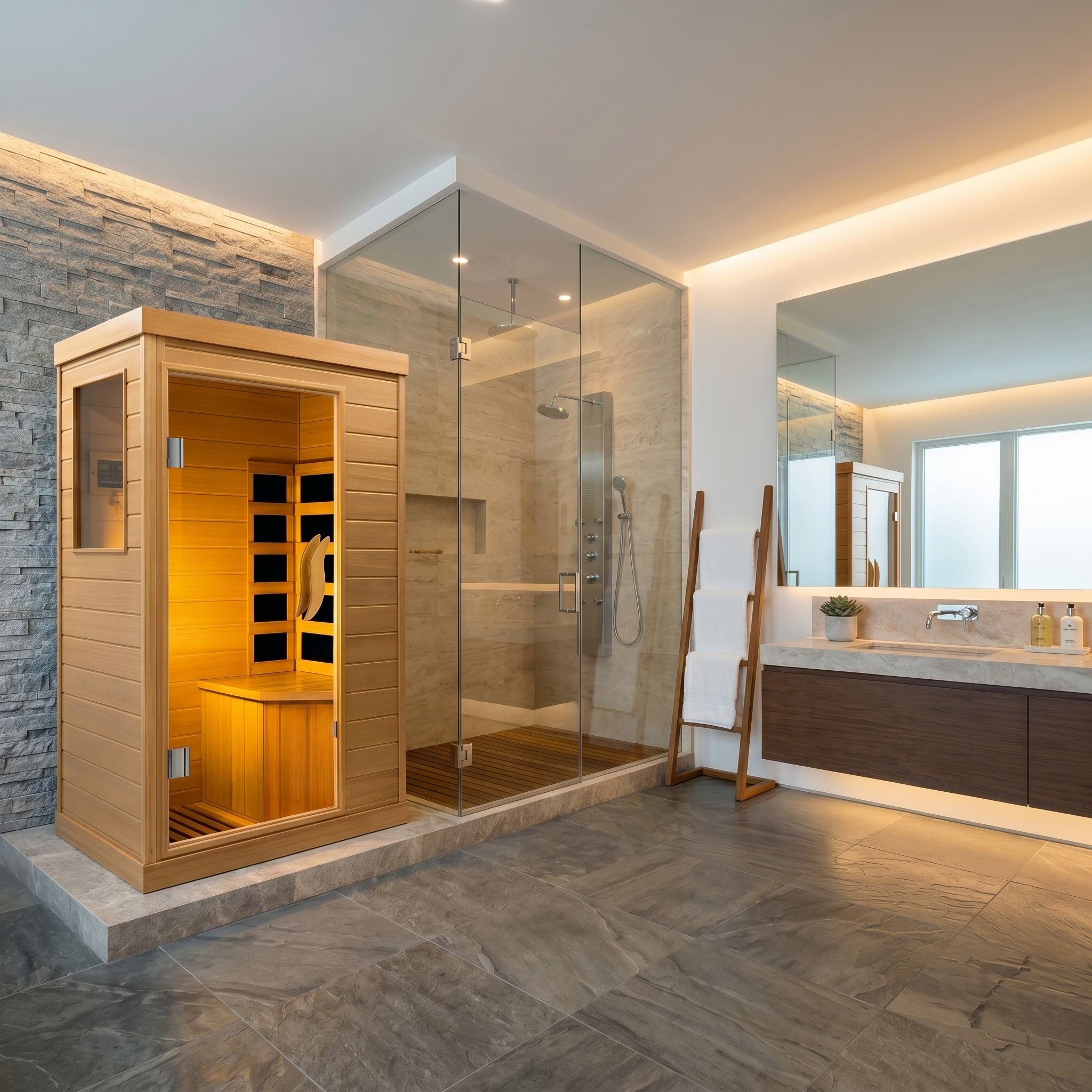 Single Person Indoor Bluetooth Compatible Low EMF FAR Infrared Sauna in Hemlock
