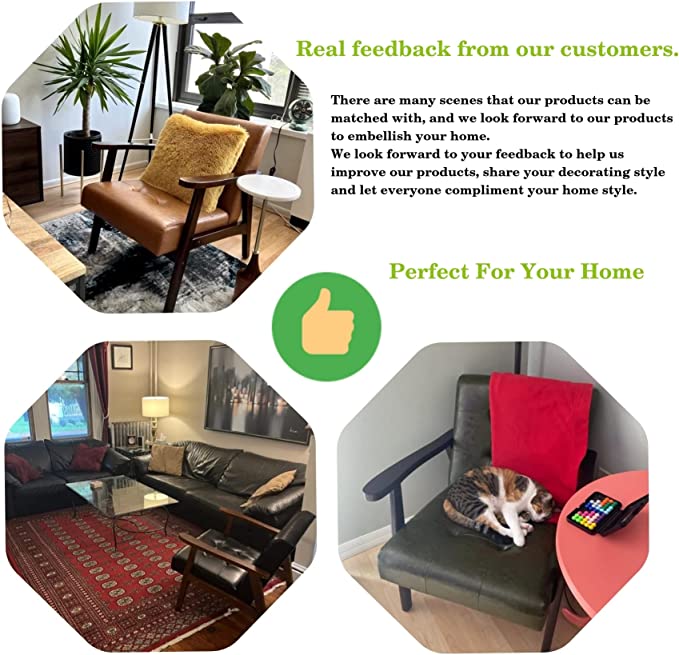 Mid-Century Armchairs Retro Tufted Faux Leather Accent Chair