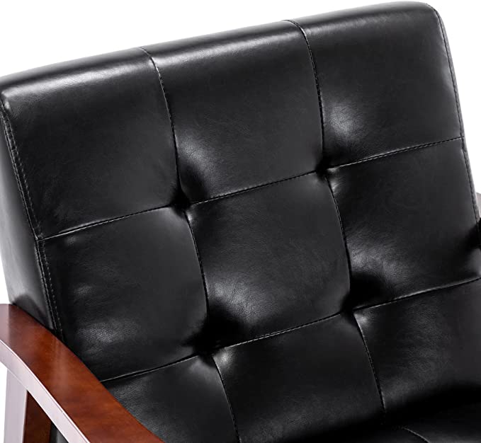 HomeMiYN Mid-Century Armchairs Retro Tufted Faux Leather Accent Chair 5 Colors US